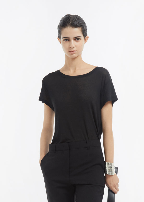 Crewneck Short Sleeve T-Shirt in Cotton Jersey - Black - CO