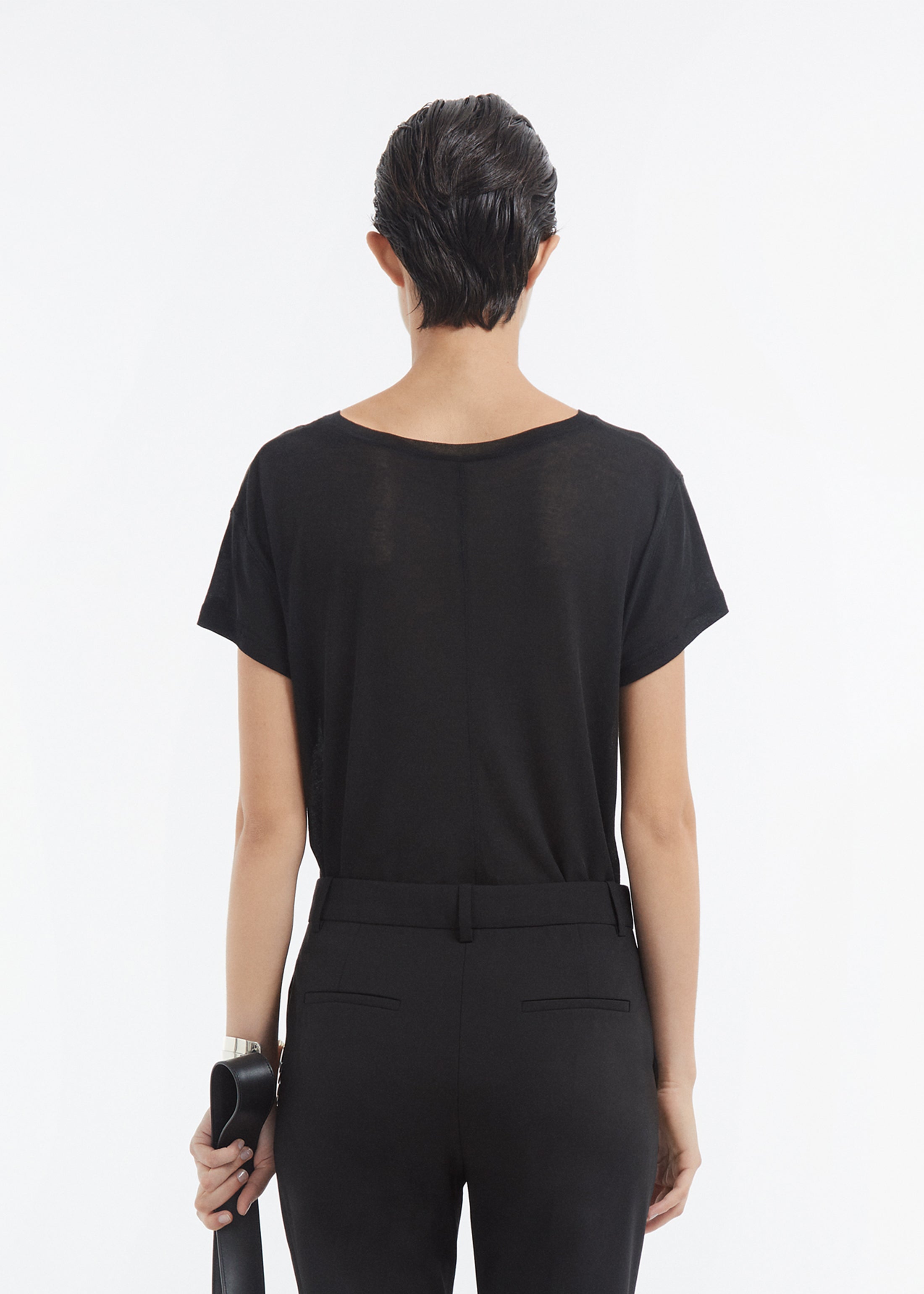 Crewneck Short Sleeve T-Shirt in Cotton - Black