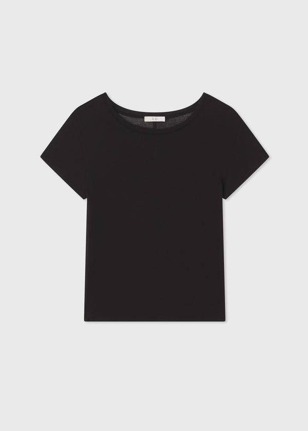 Crewneck Short Sleeve T-Shirt in Cotton Jersey - Black - CO