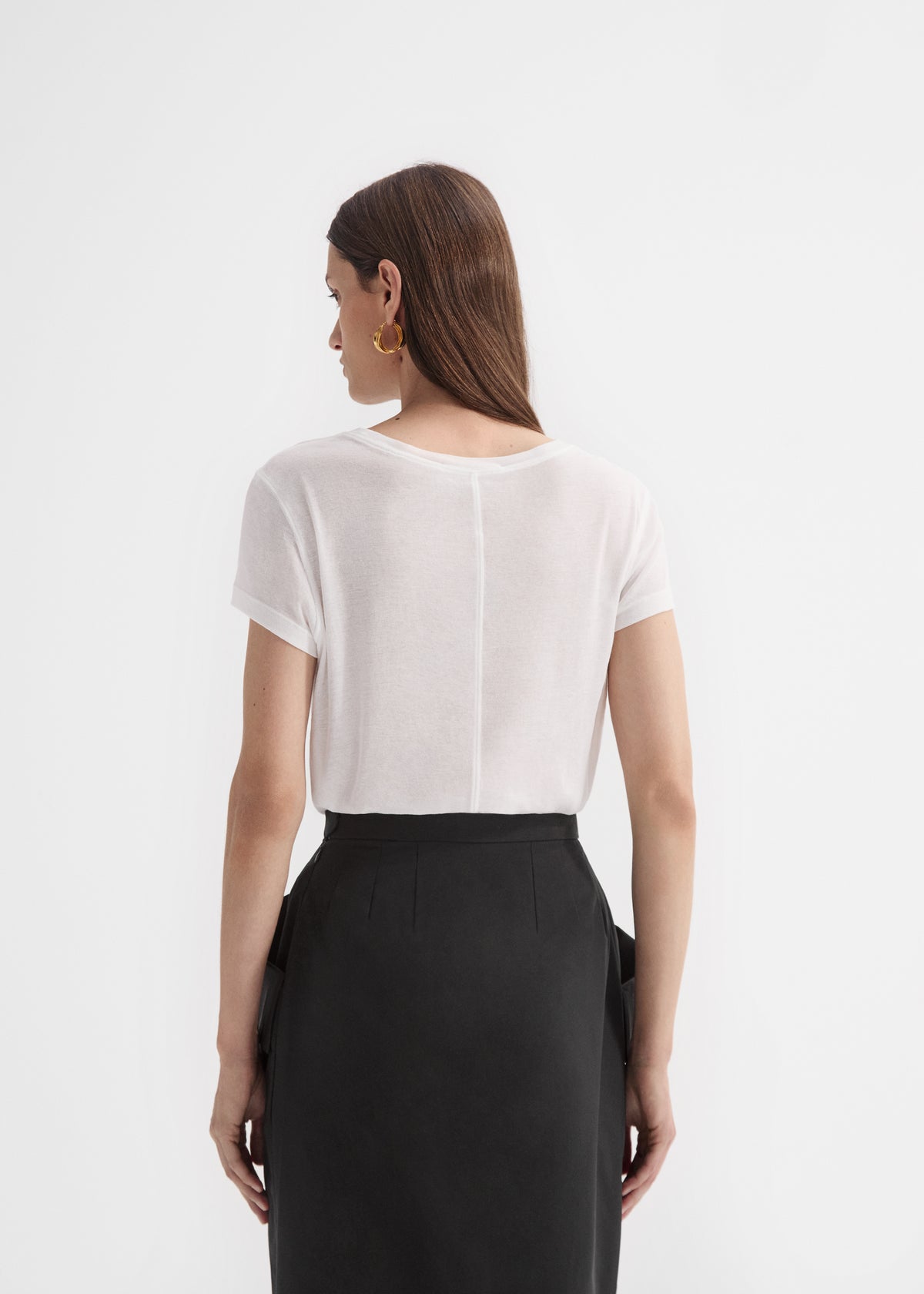 Crewneck Short Sleeve T-Shirt in Cotton Jersey - Ivory, image 2 of 4