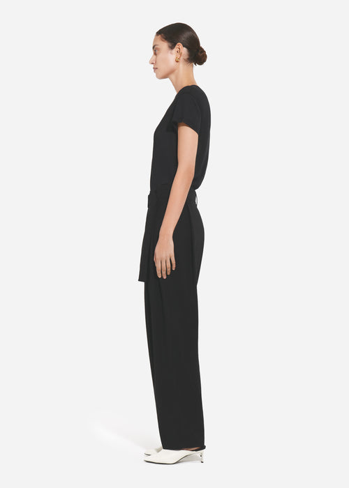 Crewneck Short Sleeve T-Shirt in Cotton Jersey - Black, image 3 of 4