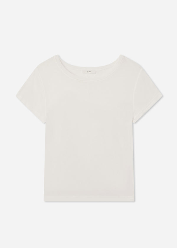 Crewneck Short Sleeve T-Shirt in Cotton Jersey - Ivory - CO