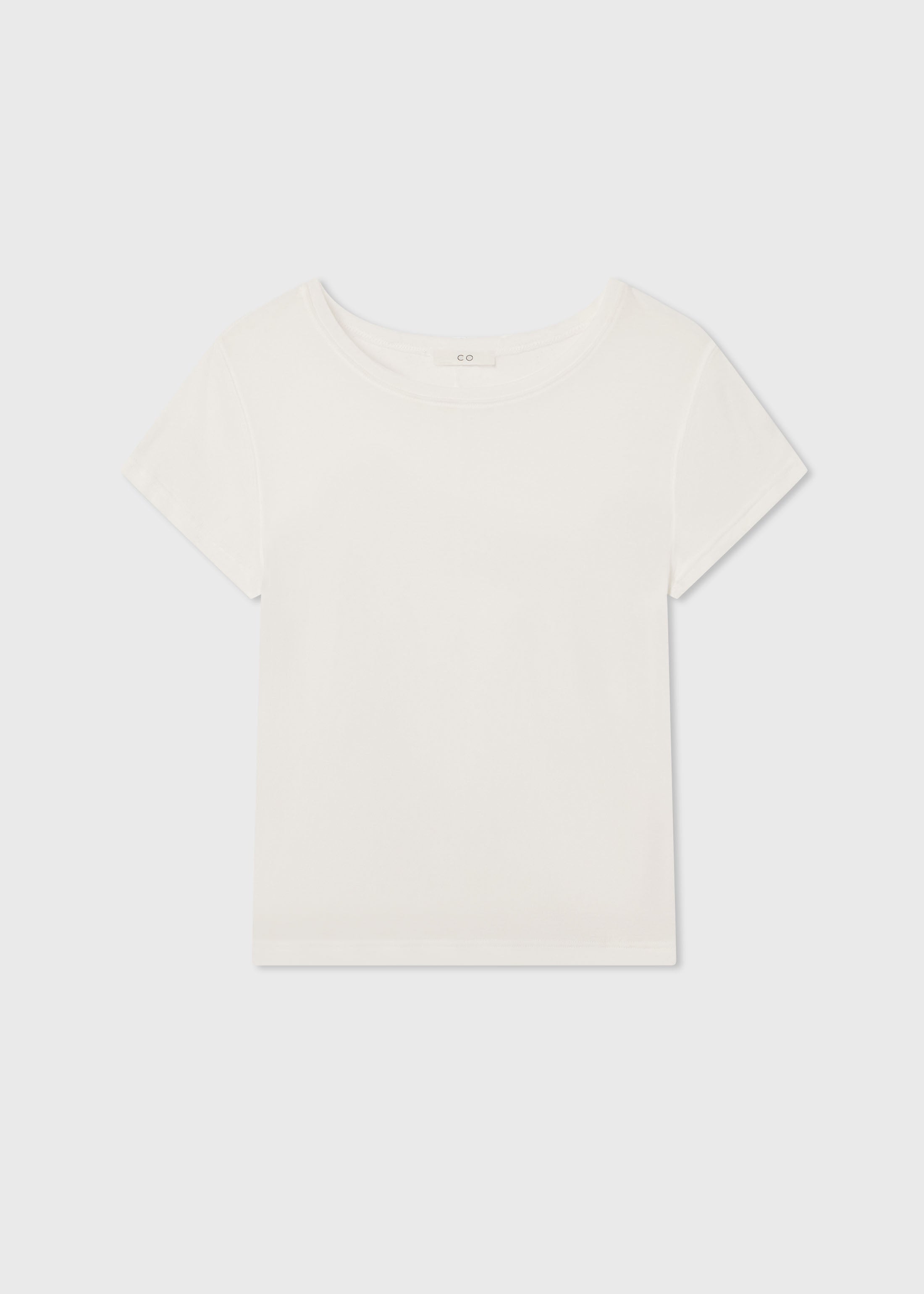 Crewneck Short Sleeve T-Shirt in Cotton - Ivory