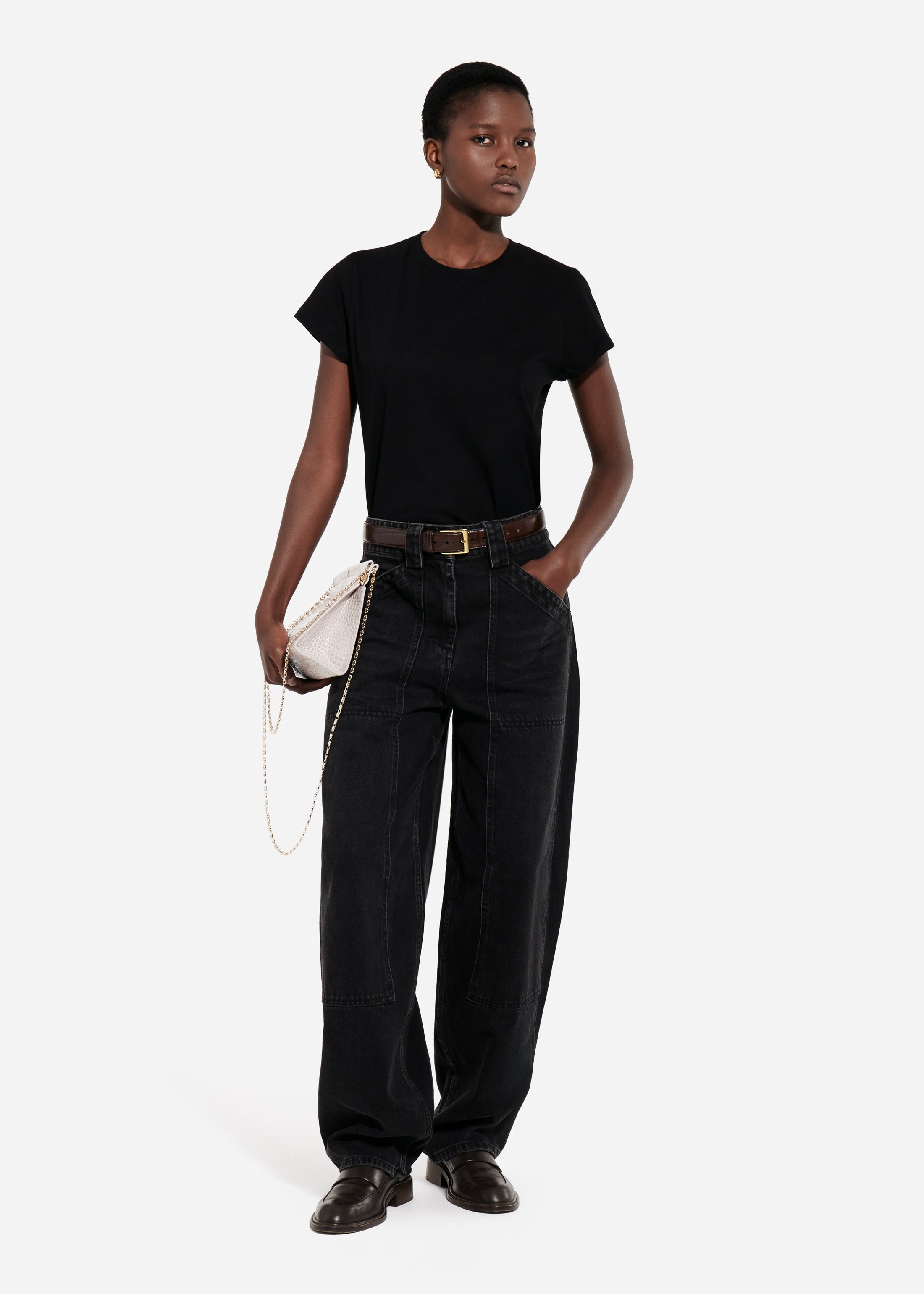 Fitted Tee in Cotton Jersey - Black