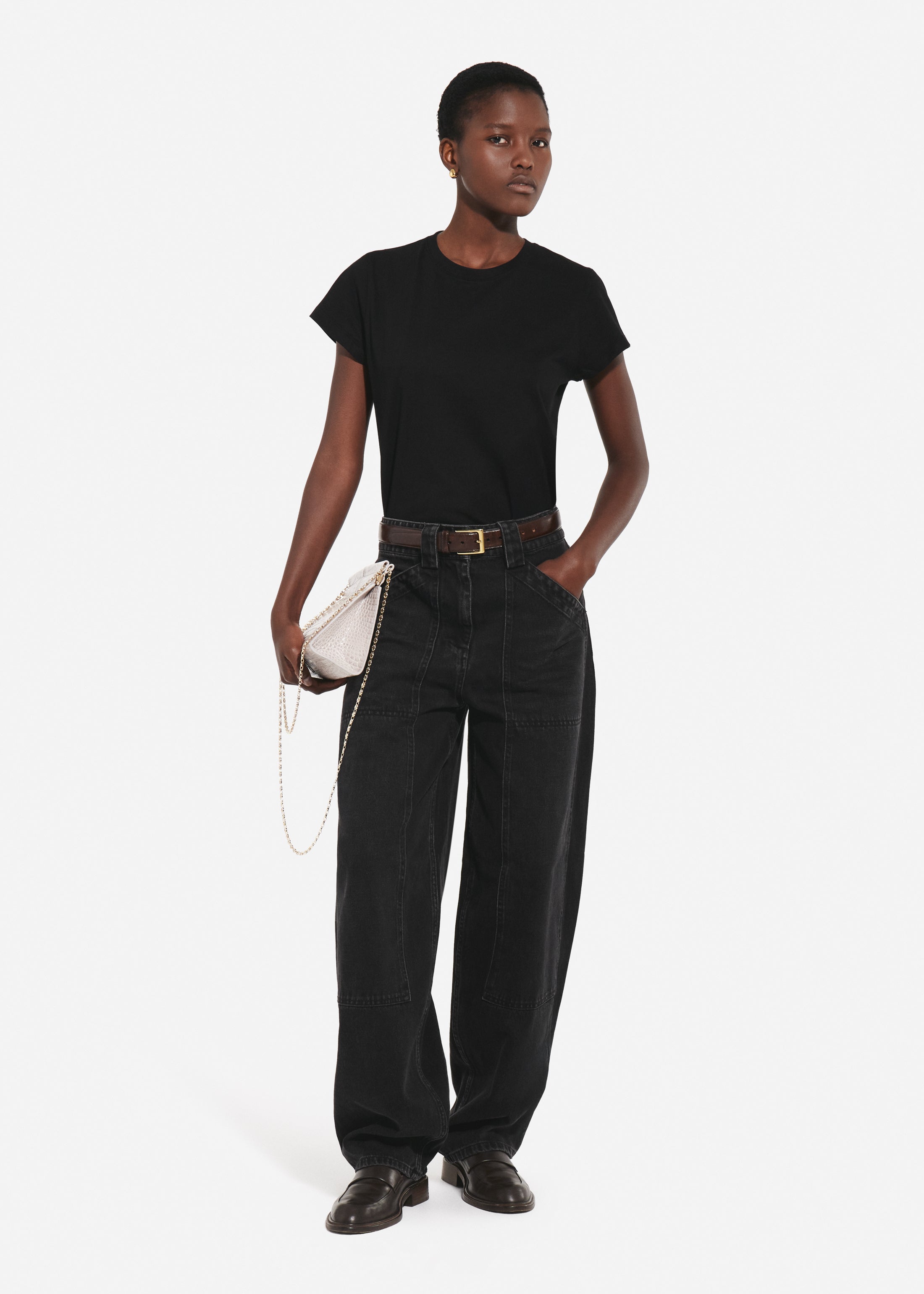 Fitted Tee in Cotton Jersey - Black