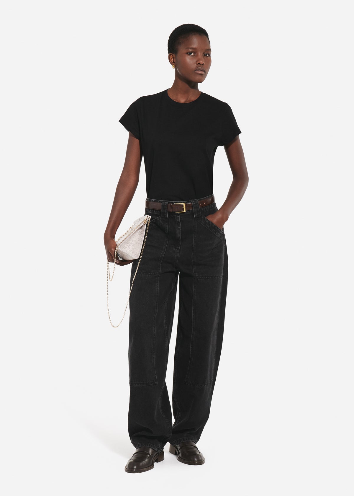 Fitted Tee in Cotton Jersey - Black, image 1 of 4