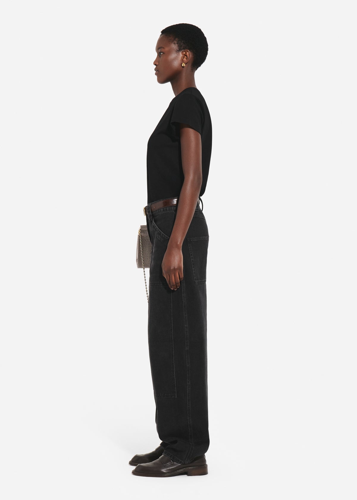 Fitted Tee in Cotton Jersey - Black, image 2 of 4