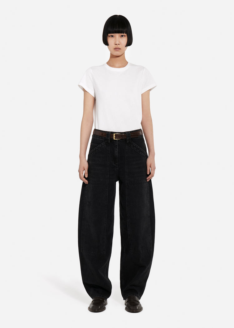 Fitted Tee in Cotton Jersey - Ivory, image 3 of 6