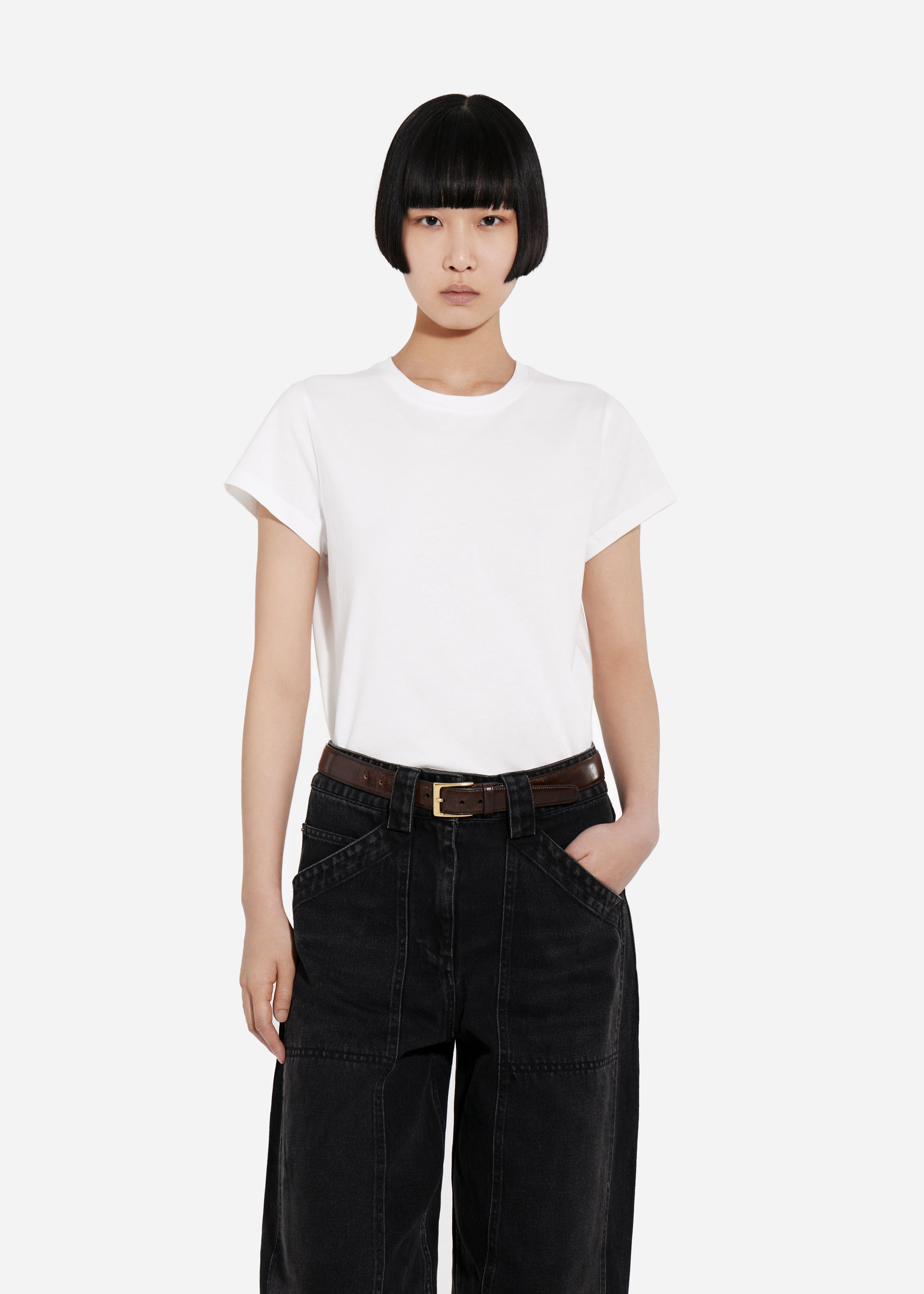 Fitted Tee in Cotton Jersey - Ivory