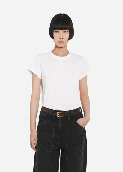 Fitted Tee in Cotton Jersey - Ivory, image 1 of 6