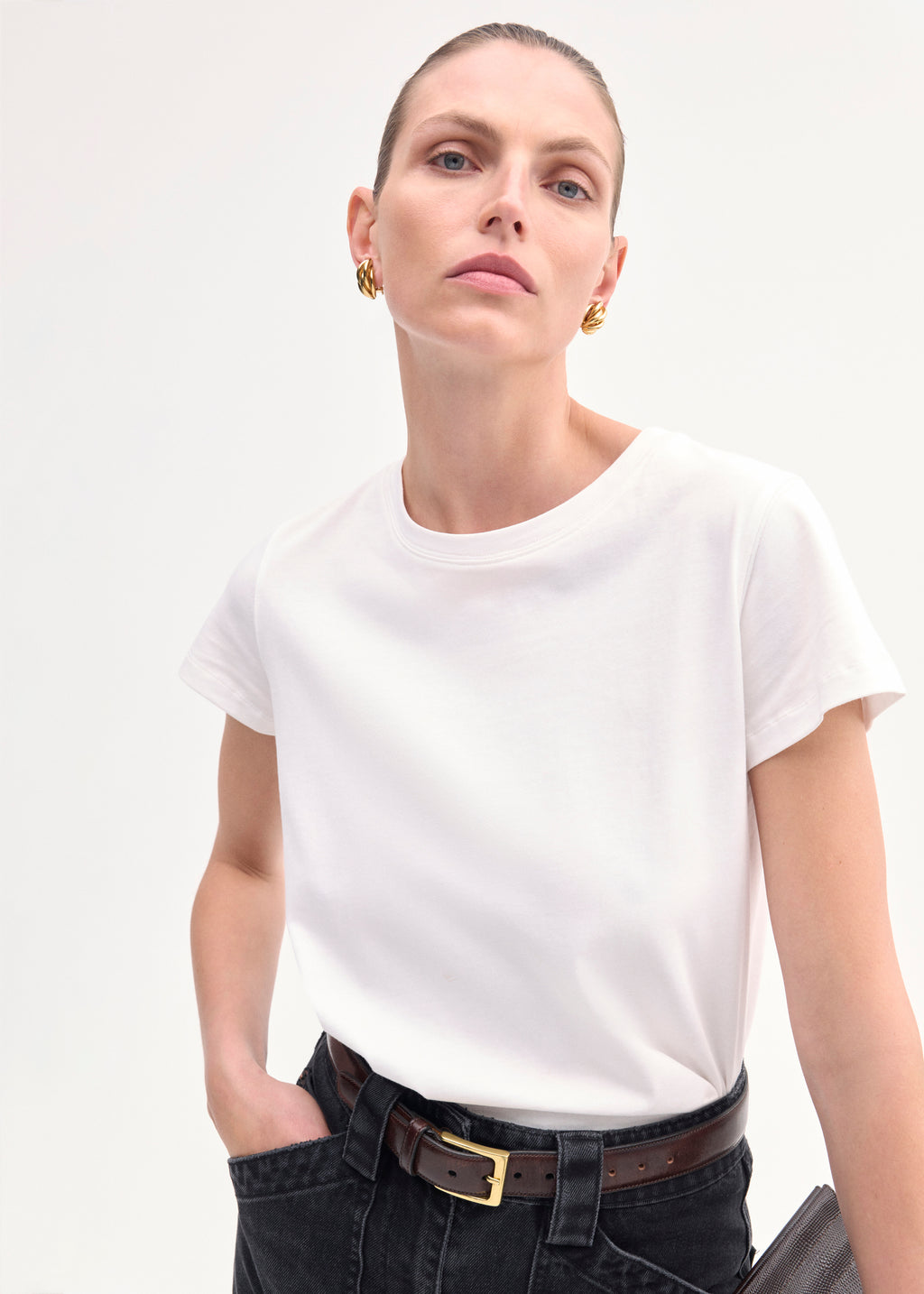 Fitted Tee in Cotton Jersey - White - CO