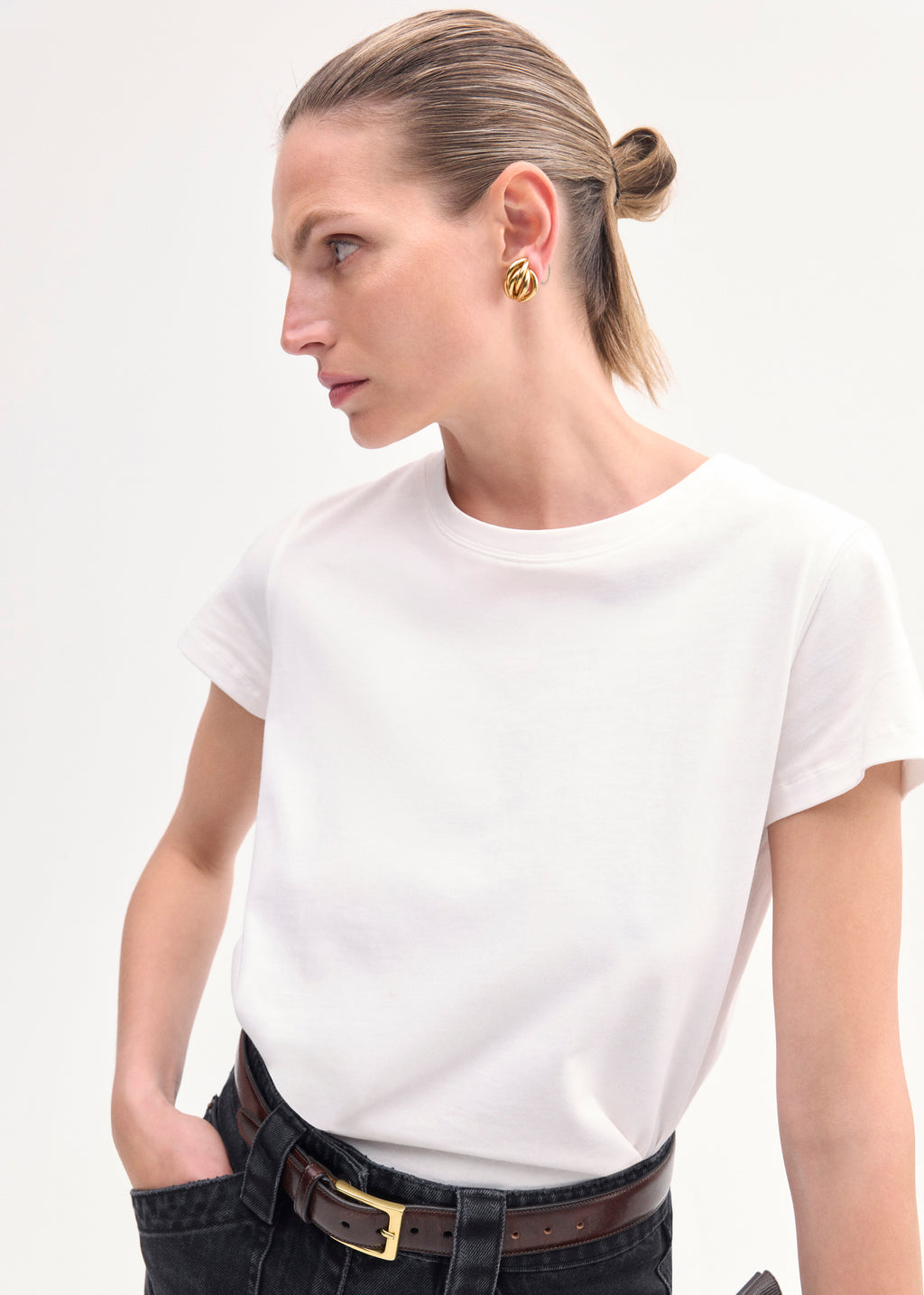 Fitted Tee in Cotton Jersey - White - CO