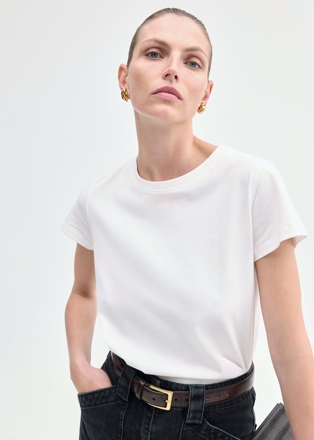 Fitted Tee in Cotton Jersey - Ivory - CO