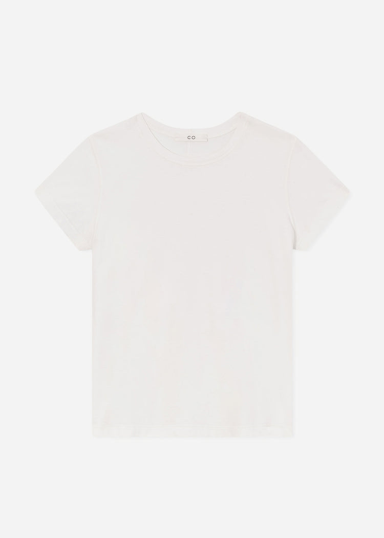 Fitted Tee in Cotton Jersey - Ivory, image 6 of 6