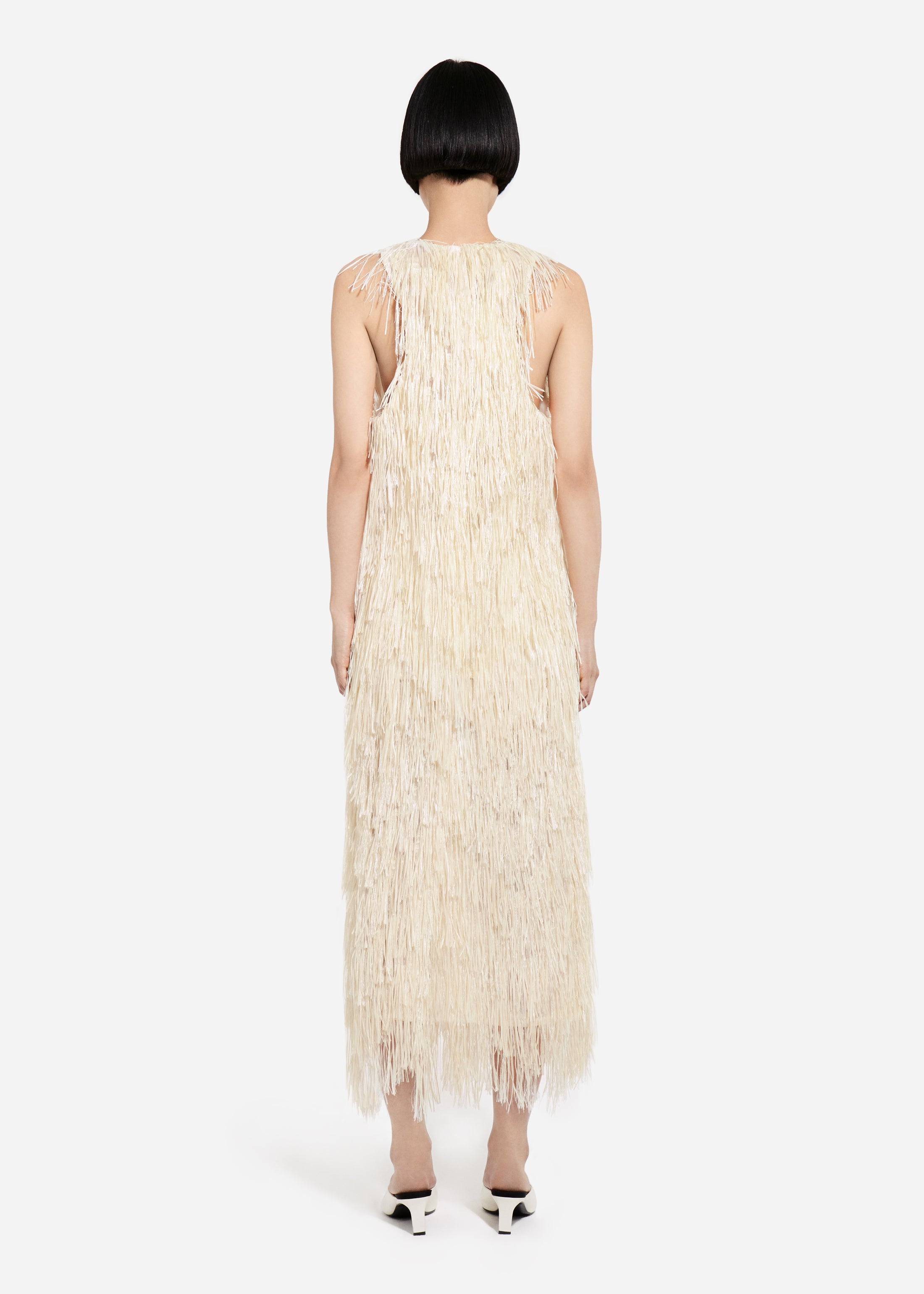 Racer Back Fringe Tank - Pearl