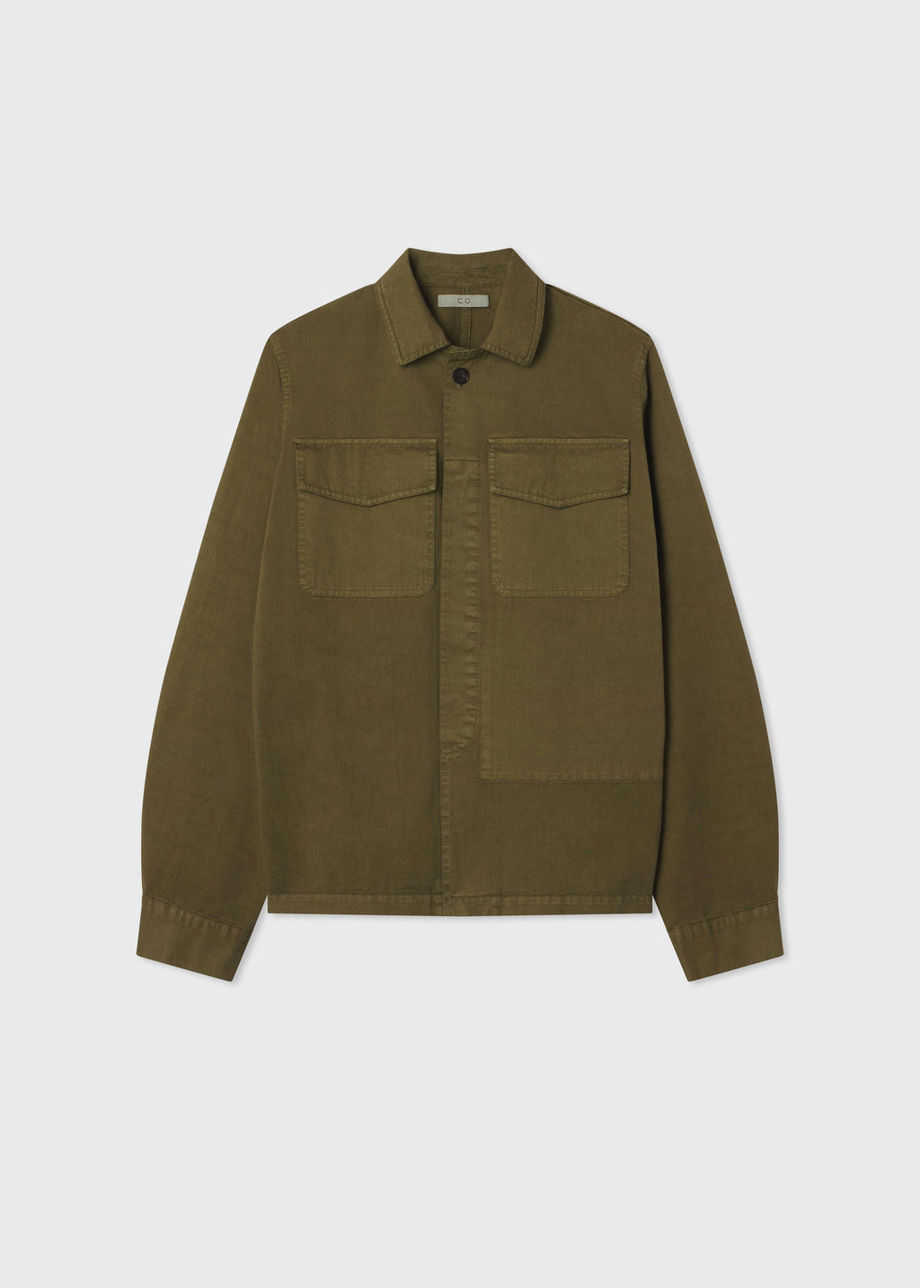Garment Dyed Shirt Jacket in Cotton - Avocado - CO