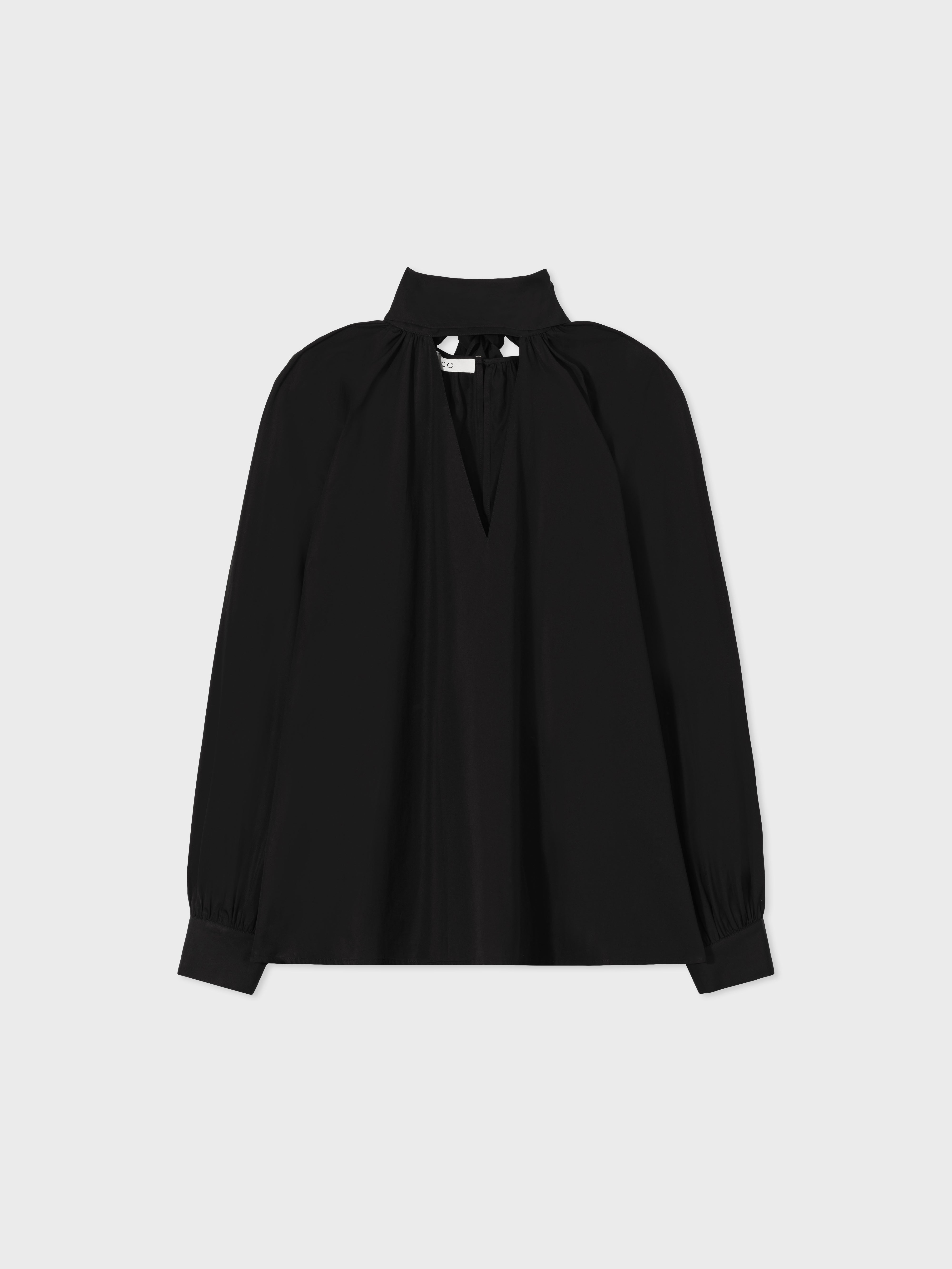 Scarf Blouse in Cotton Poplin - Black - CO Collections