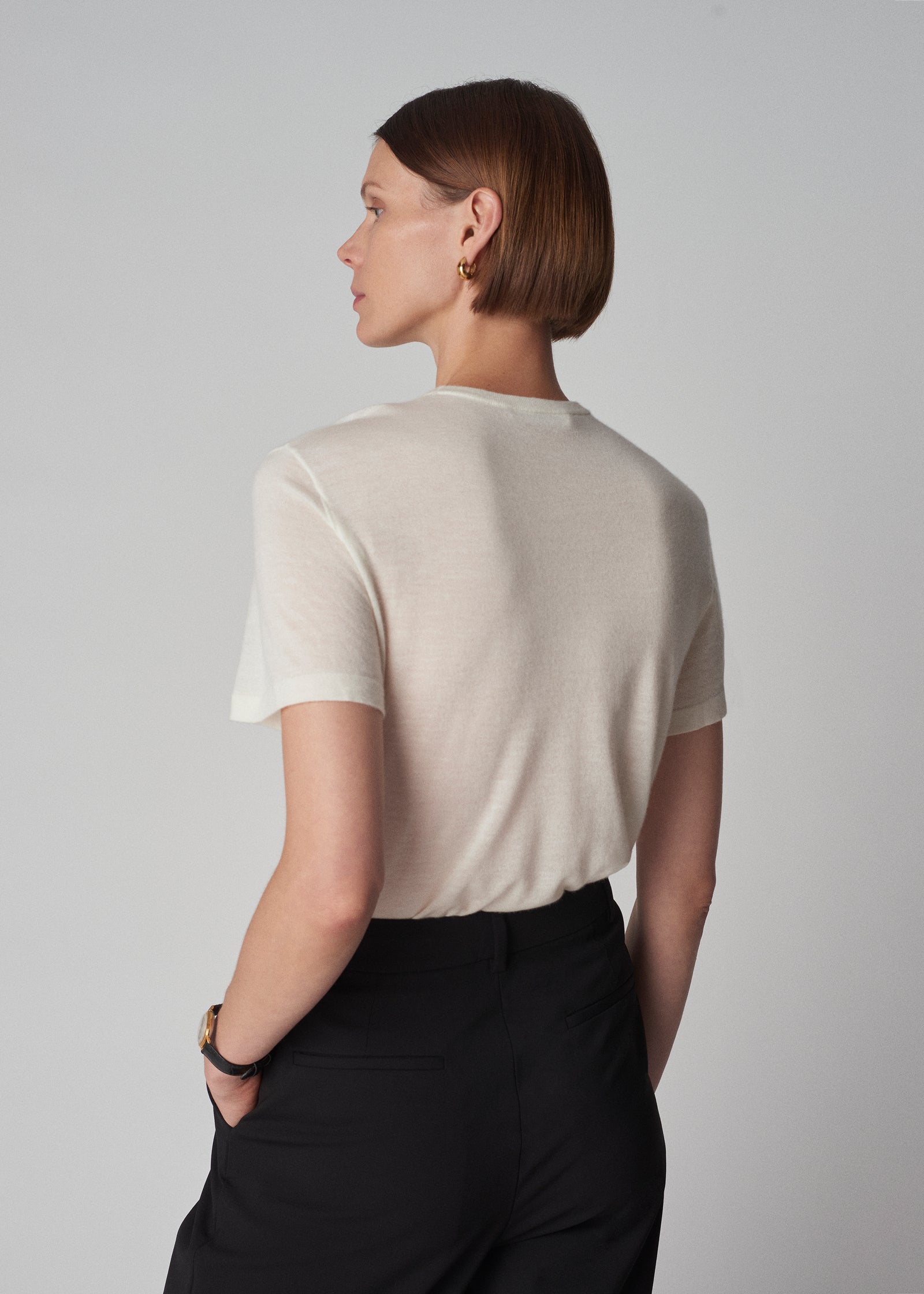 T-Shirt in Fine Cashmere - Ivory - CO Collections