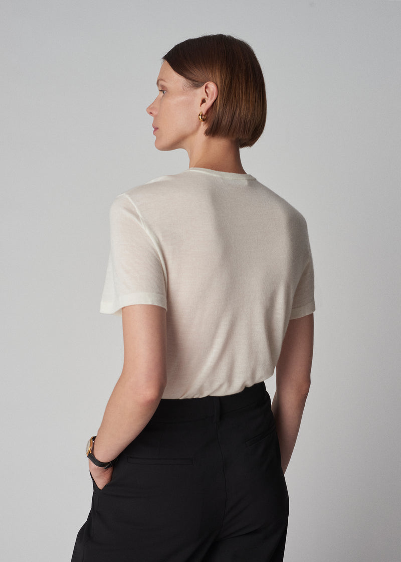 T-Shirt in Fine Cashmere - Ivory - CO