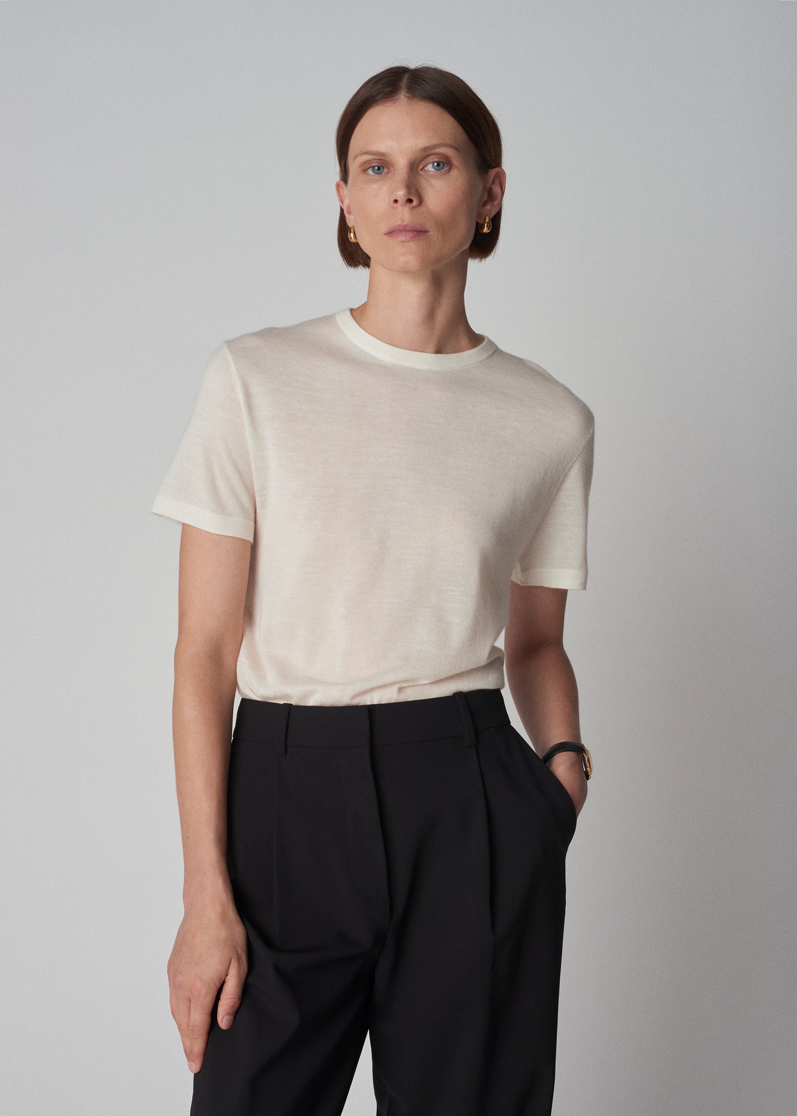 T-Shirt in Fine Cashmere - Ivory