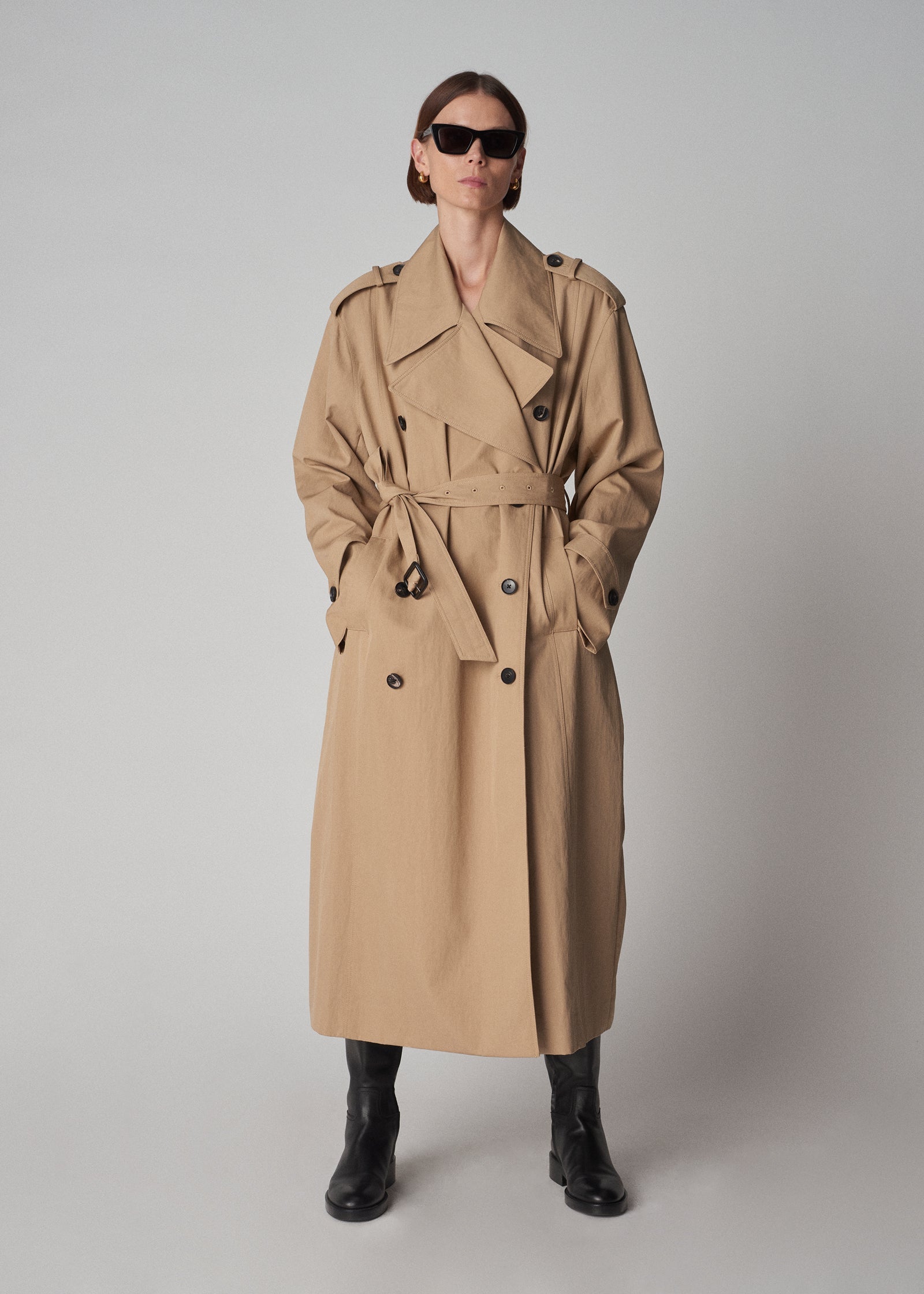 Oversized Trench in Cotton Twill - Camel - CO Collections