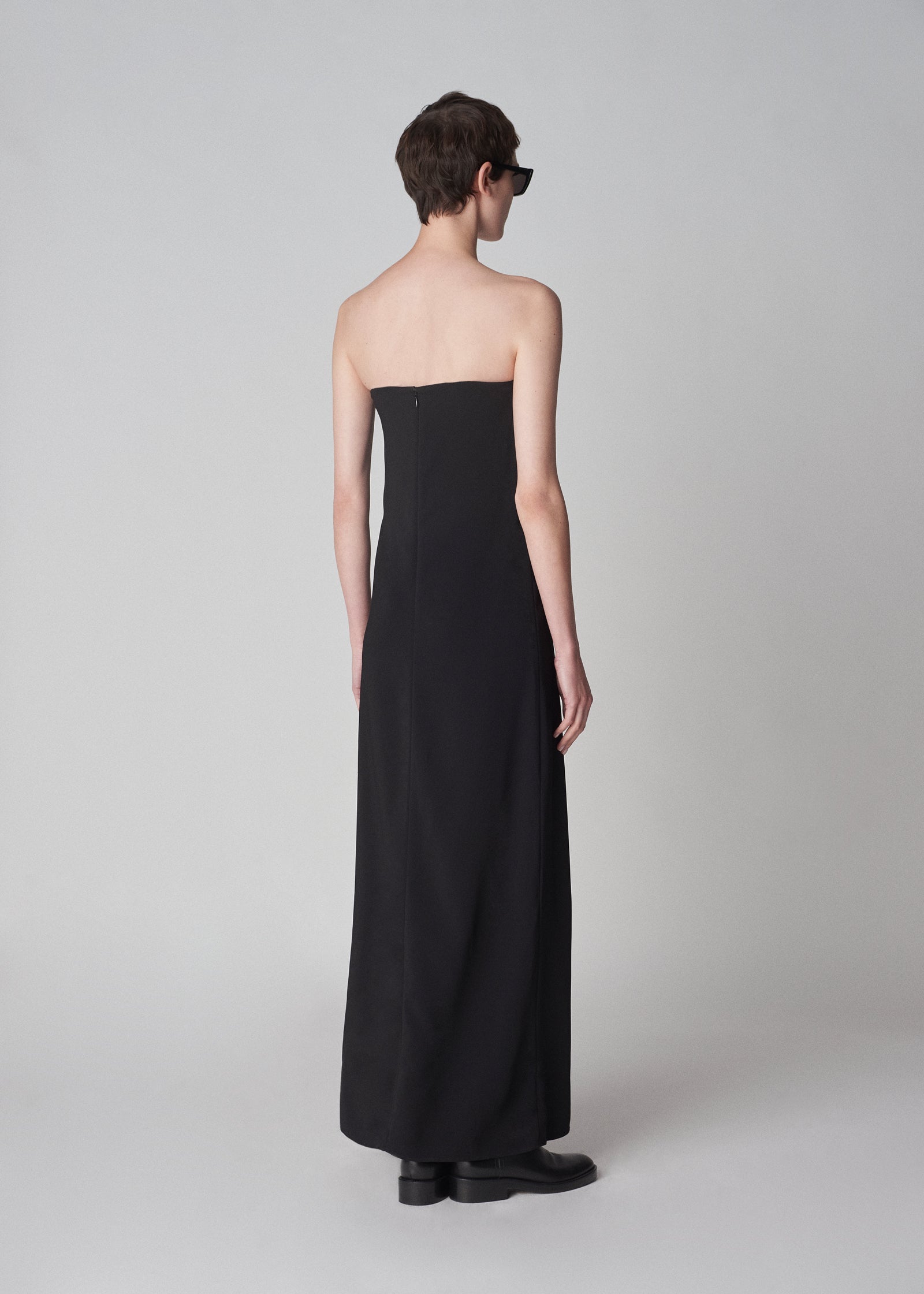 Strapless Column Dress in Viscose Crepe - Black - CO Collections