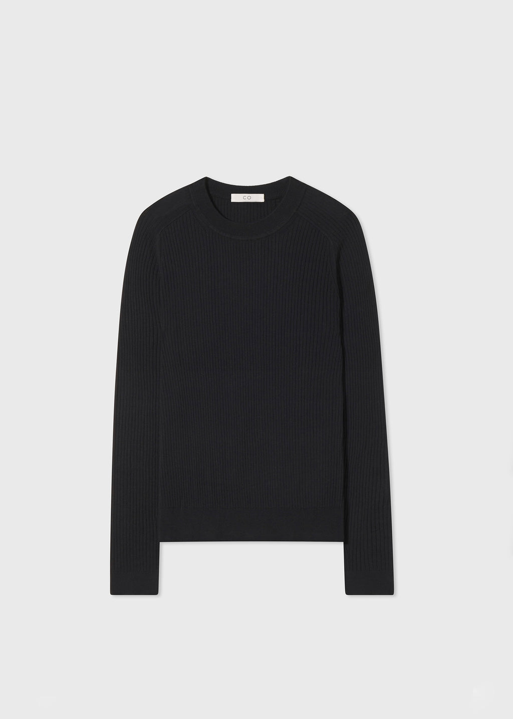 Long Sleeve Fitted Tee in Silk Knit - Black - CO