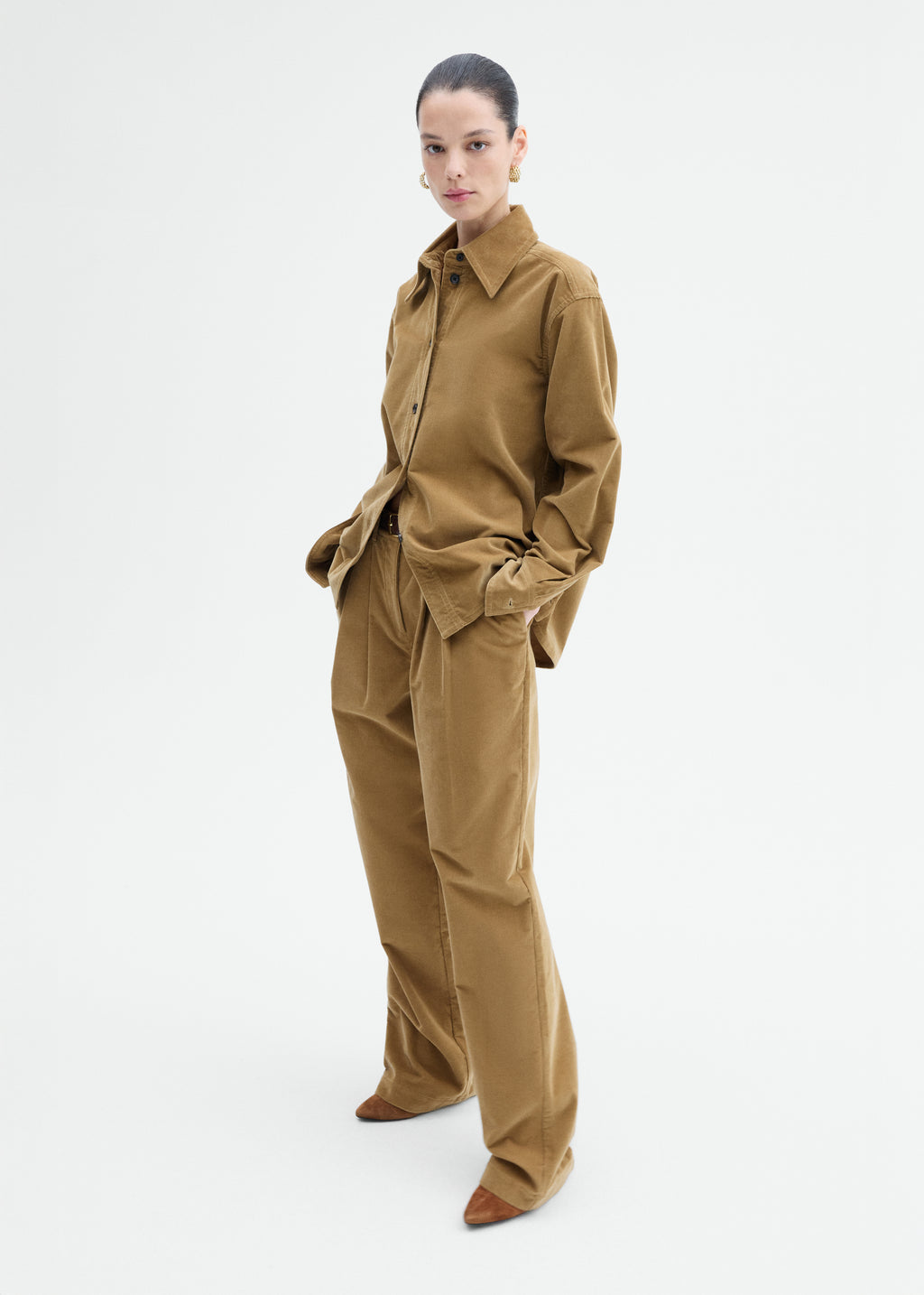 Corduroy Wide Leg Pant - Camel - CO