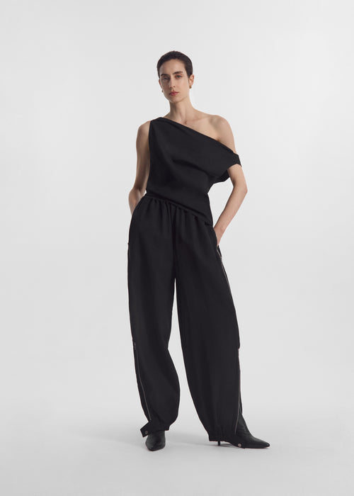 Draped Back Top in Viscose Silk - Black, image 2 of 5