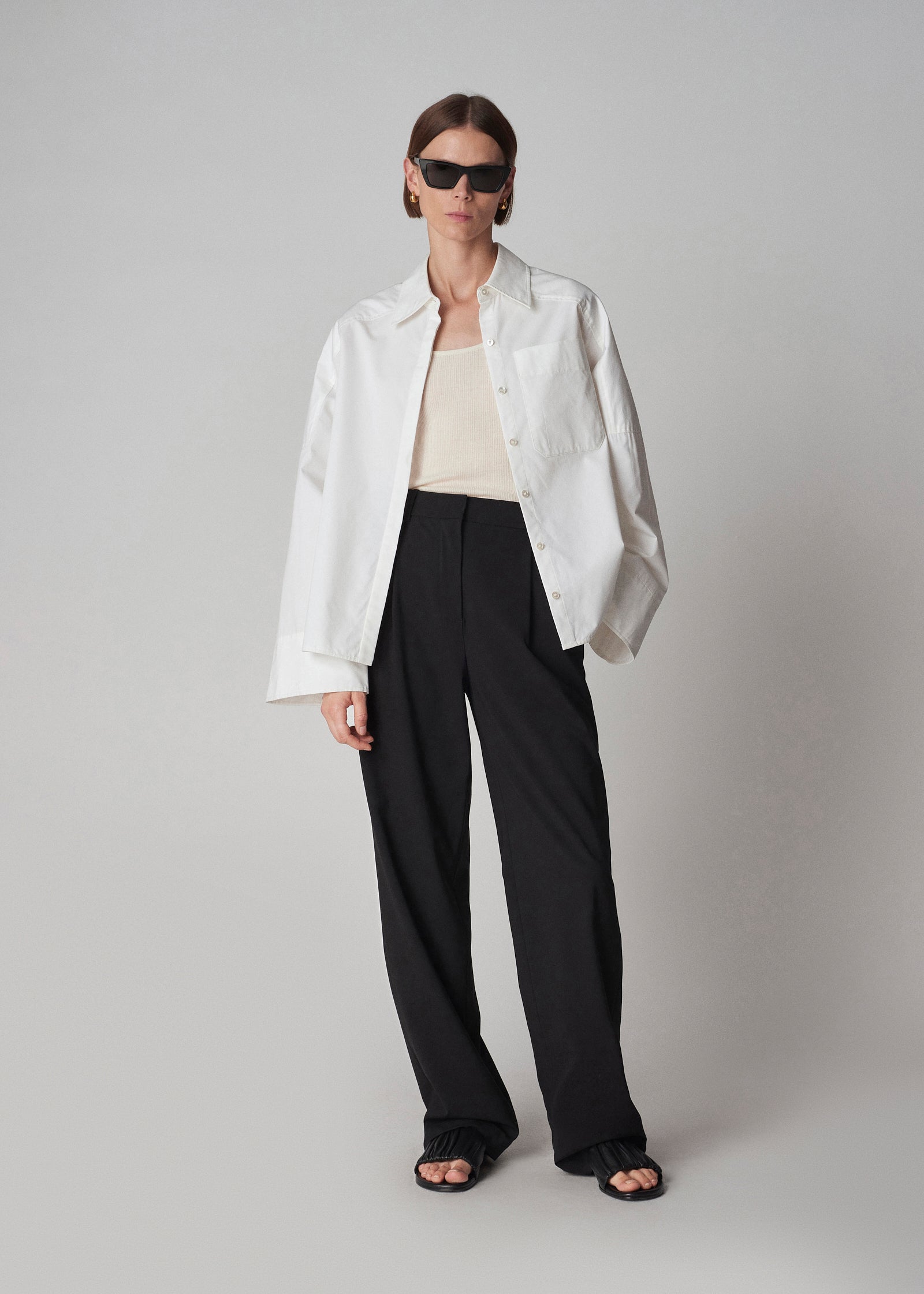 Oversized Cotton Shirt - White - CO Collections