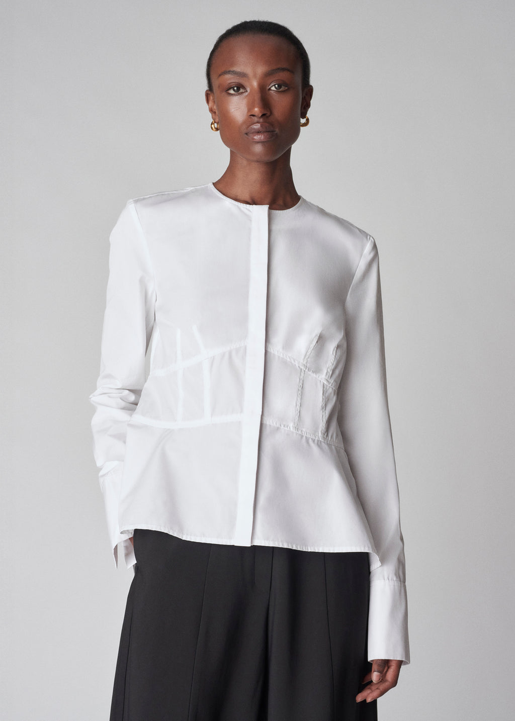 Flared Shirt in Cotton Poplin - White - CO