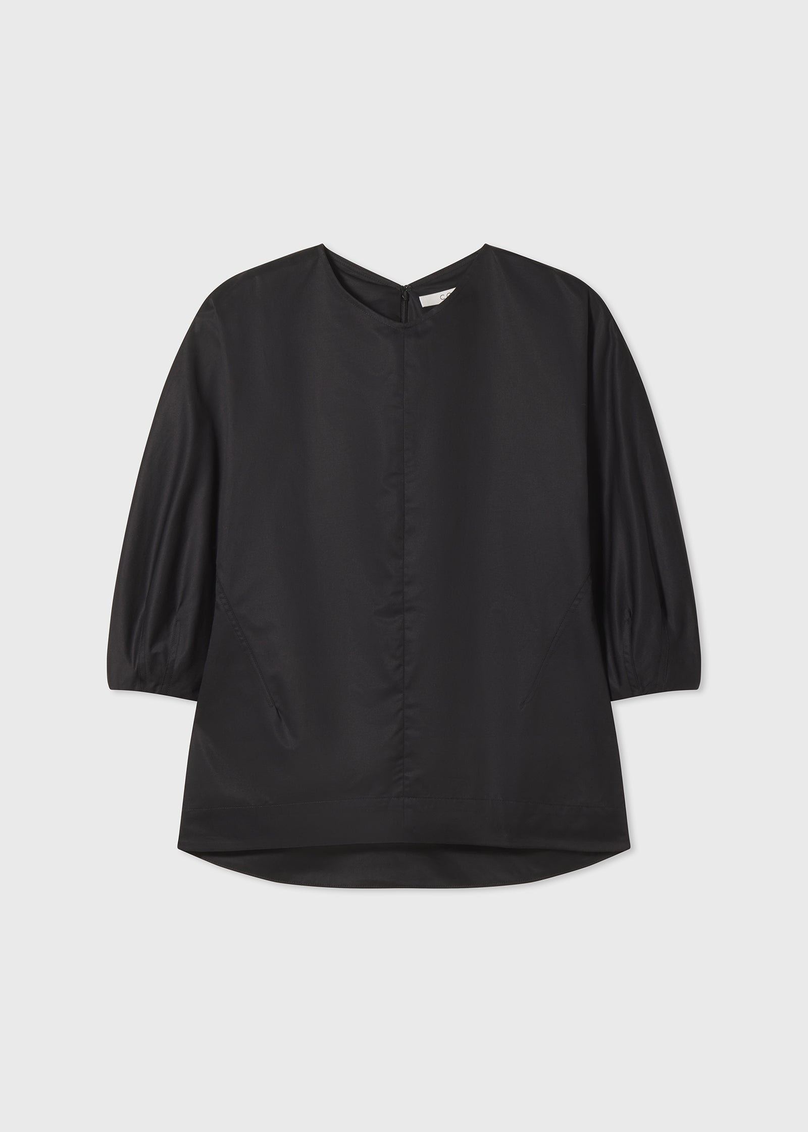Bubble Sleeve Top in Cotton Poplin - Black - CO Collections