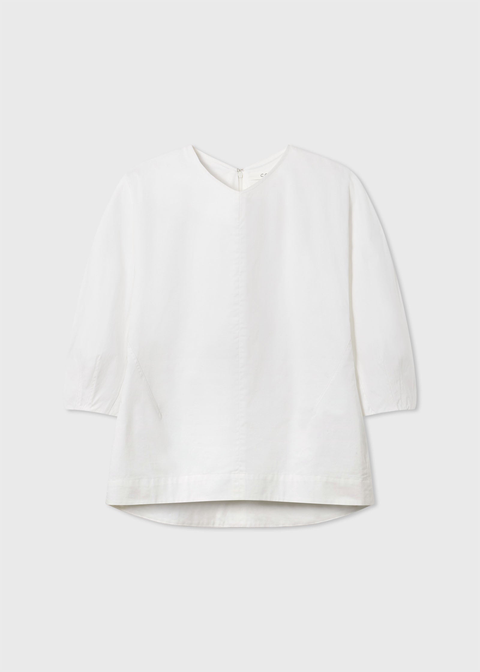 Bubble Sleeve Top in Cotton Poplin - White - CO Collections
