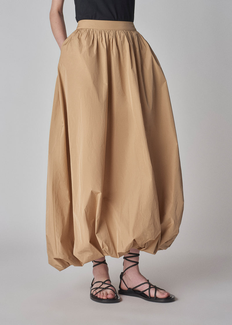 Volume Skirt in Taffeta - Camel - CO