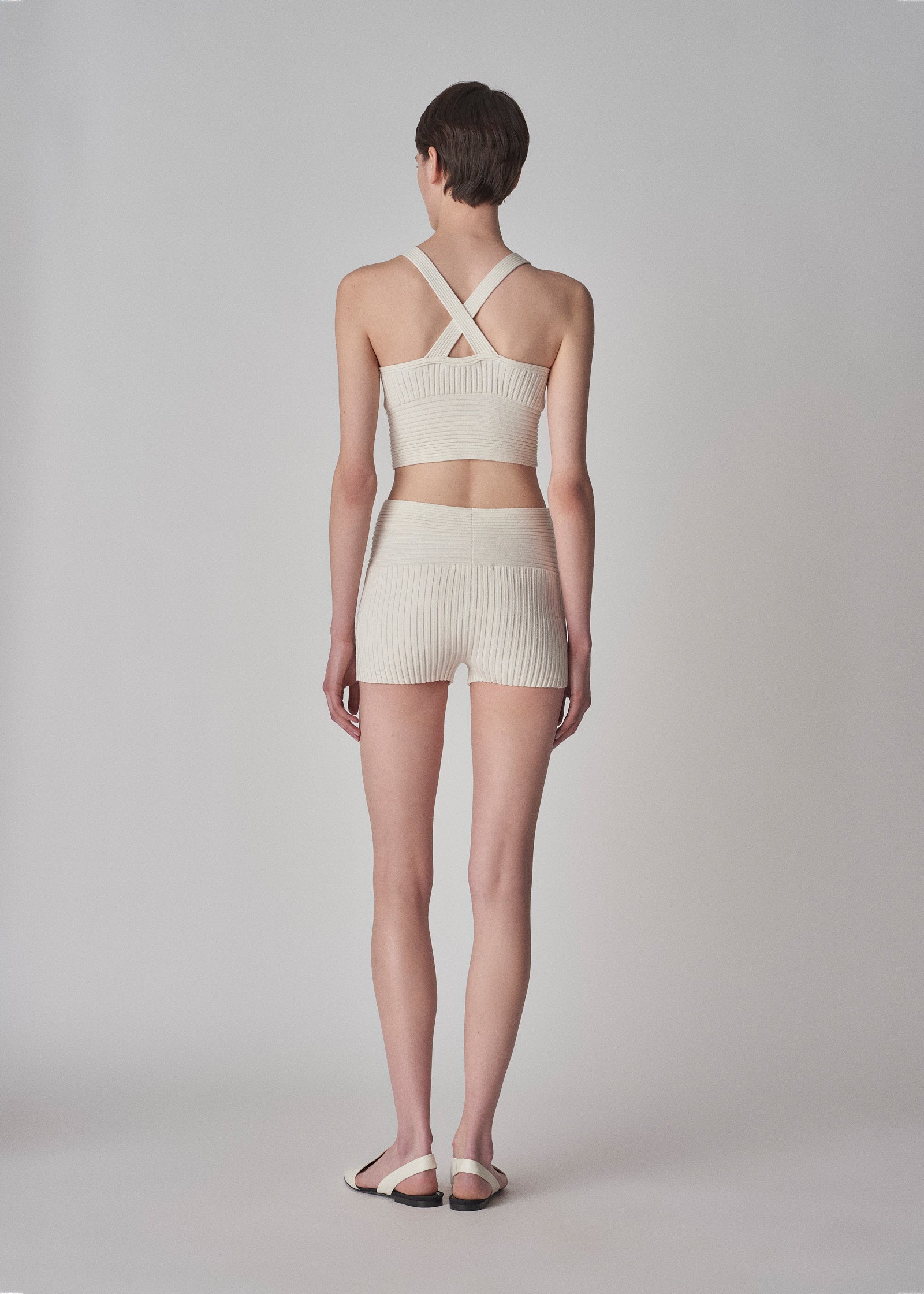 Bralette in Rib Silk Knit - Ivory - CO Collections