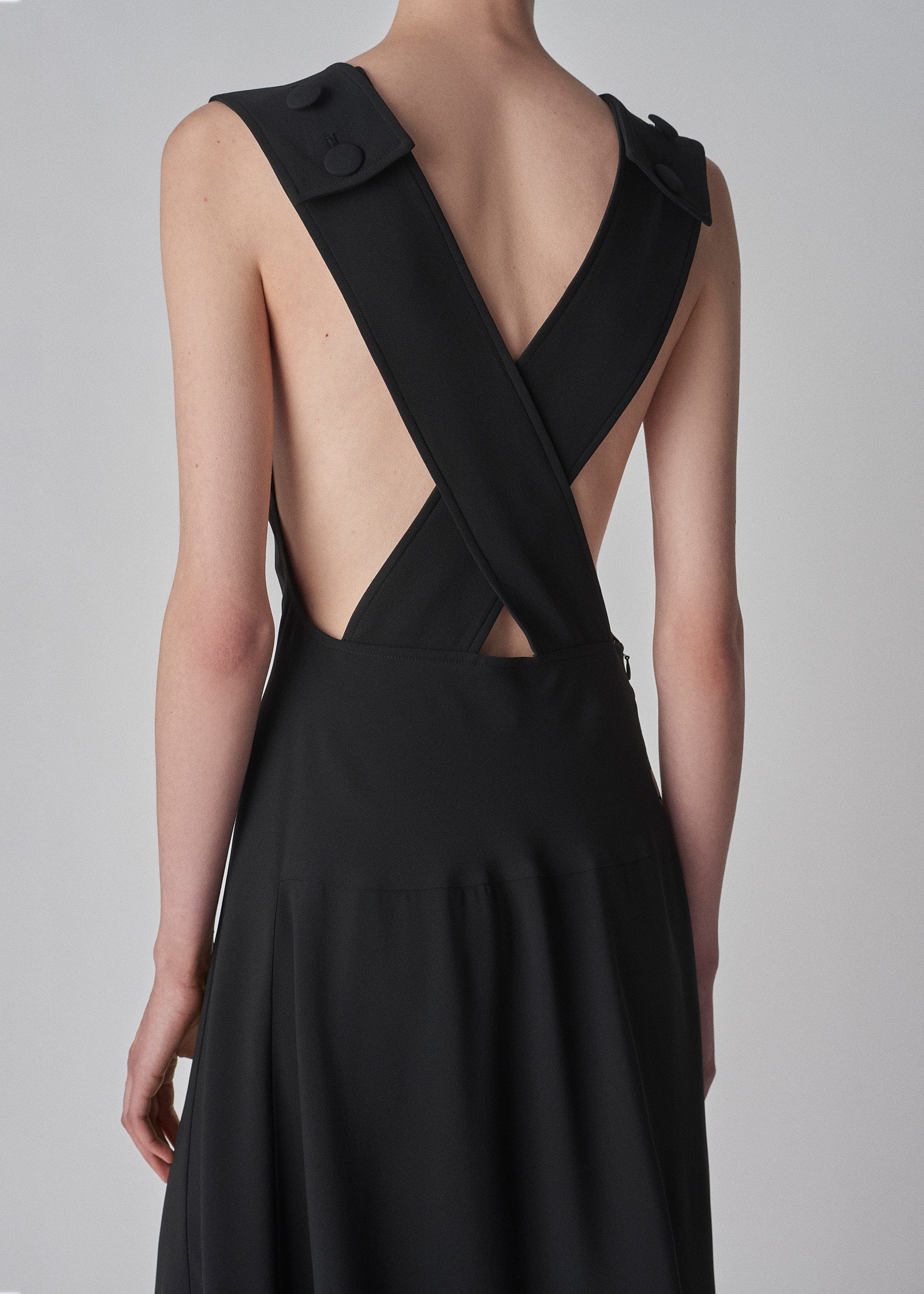 Apron Dress in Satin Viscose- Black Multi - CO Collections
