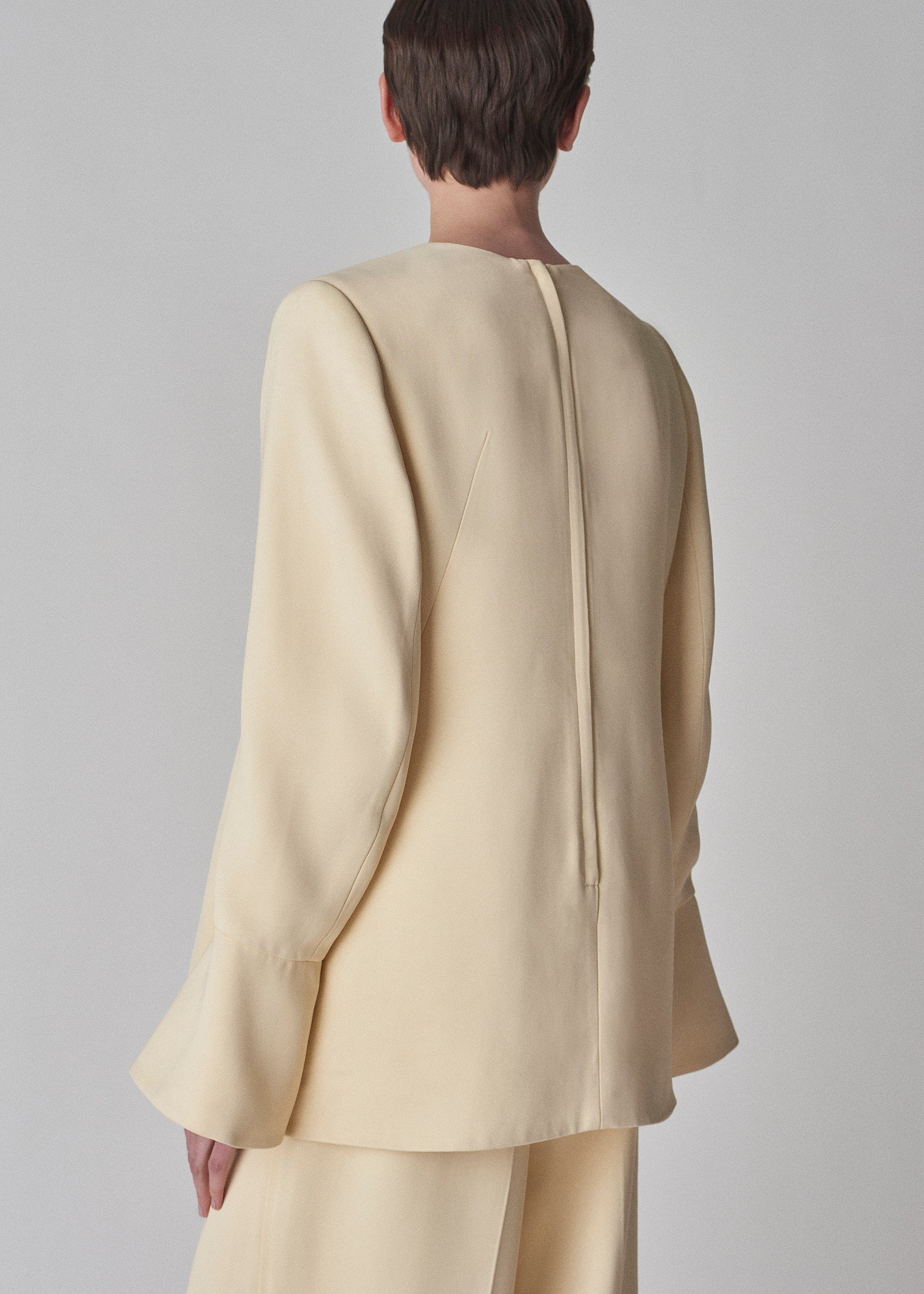 Peplum Sleeve Top in Satin Crepe - Butter - CO Collections