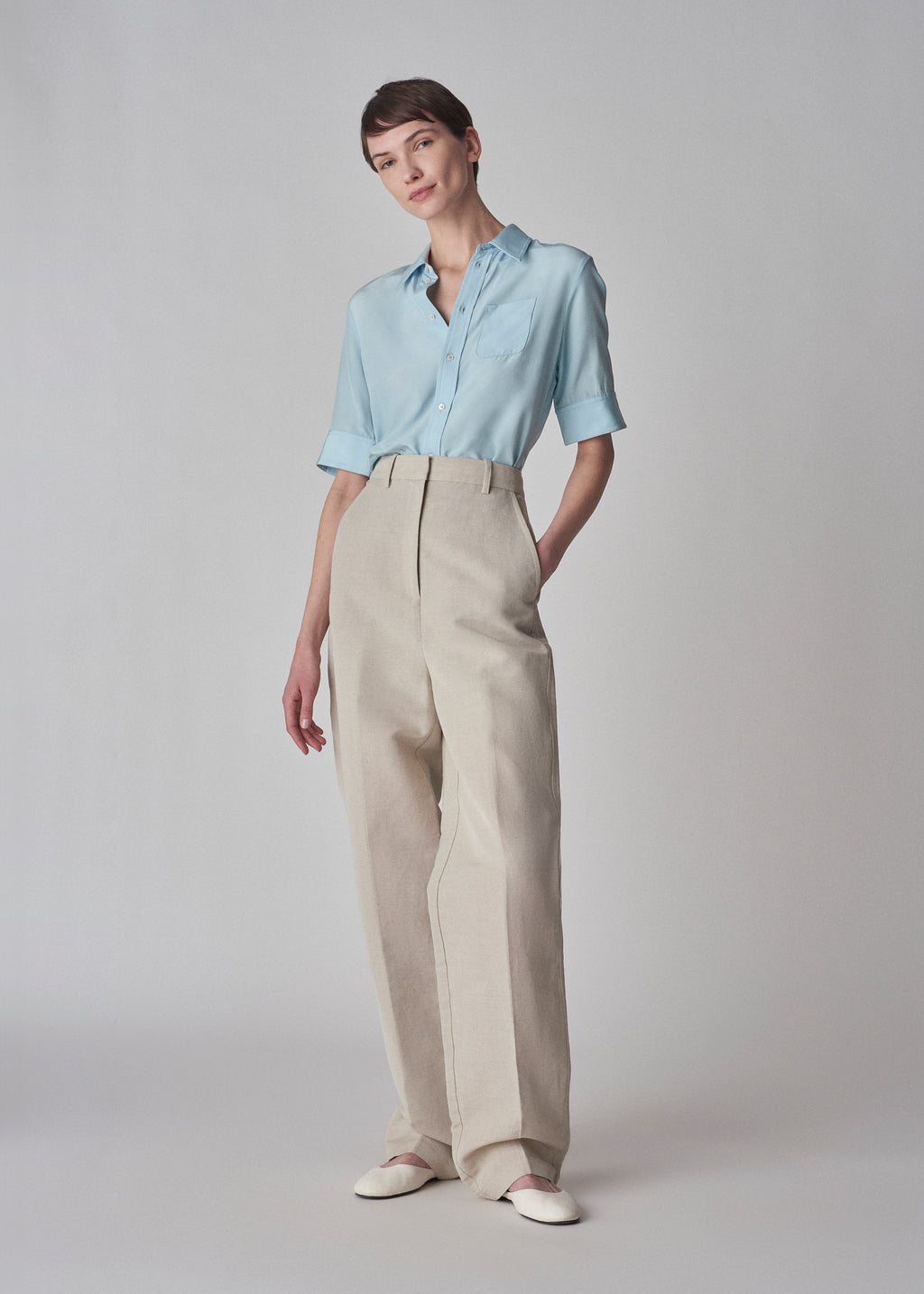 Flat Front Trouser in Linen - Clay - CO