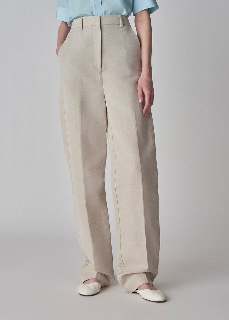 Flat Front Trouser in Linen - Clay - CO