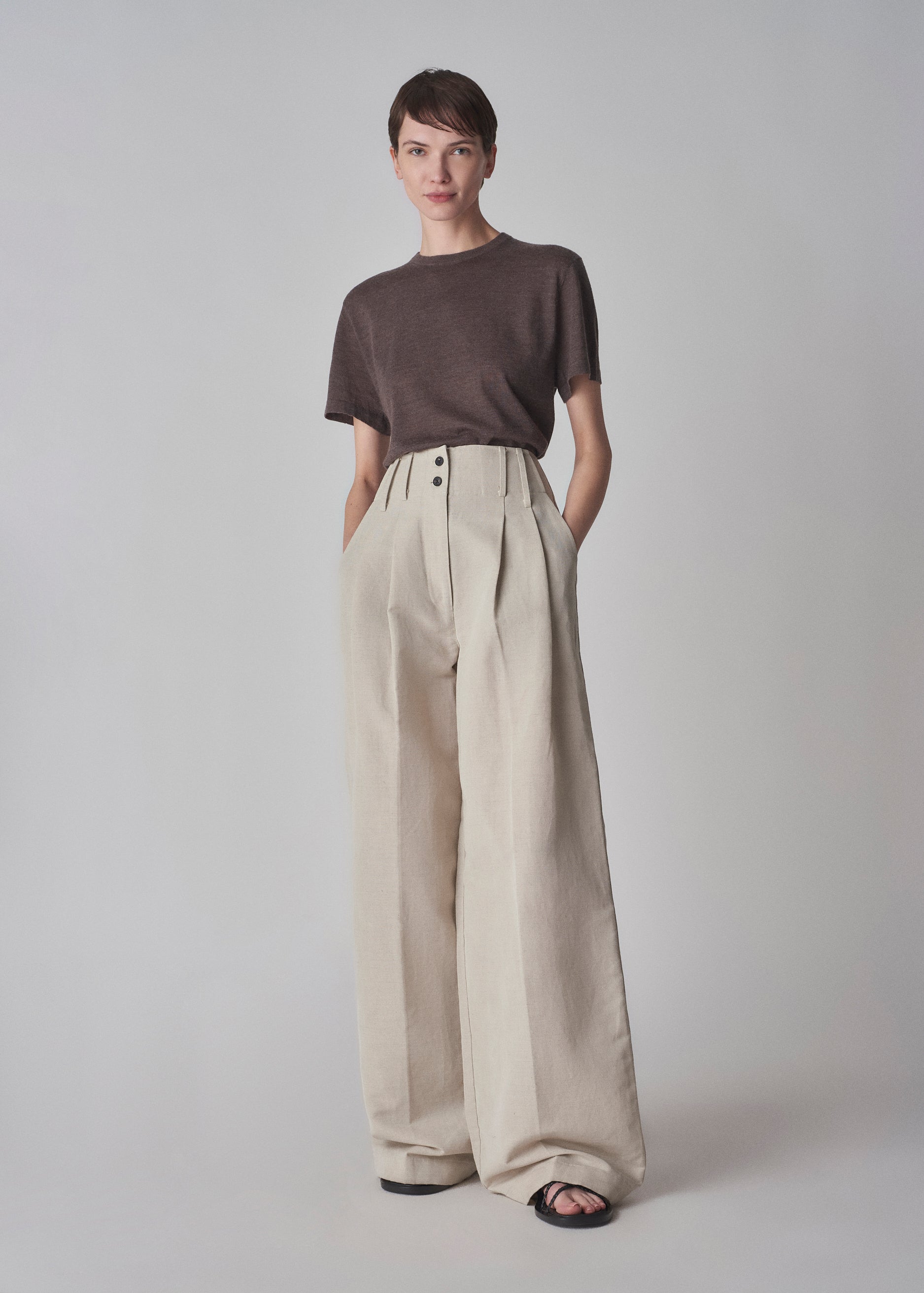 Casual Trouser in Linen - Clay - CO Collections