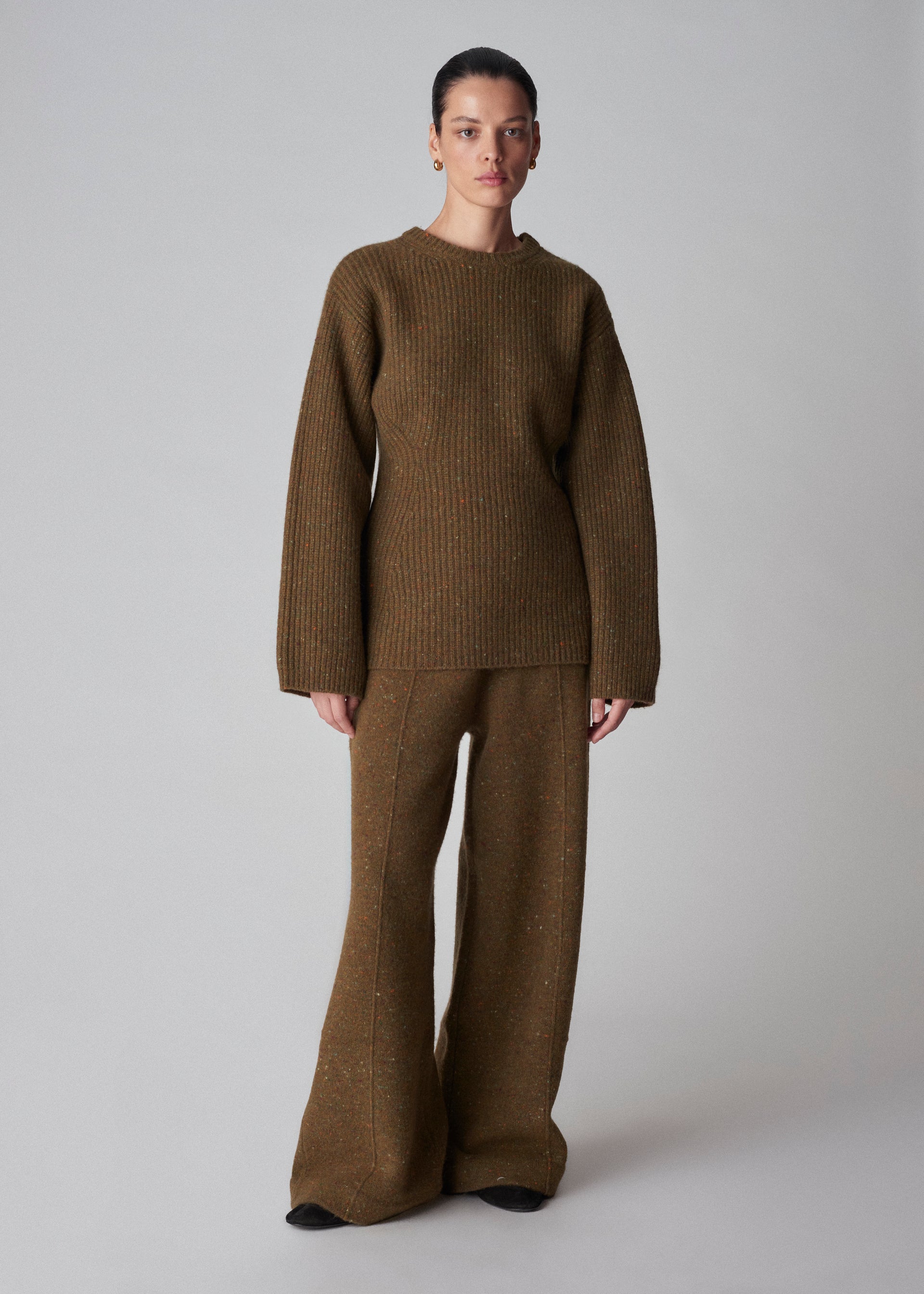 Pull Up Pant in Tweed Knit - Green Melange - CO