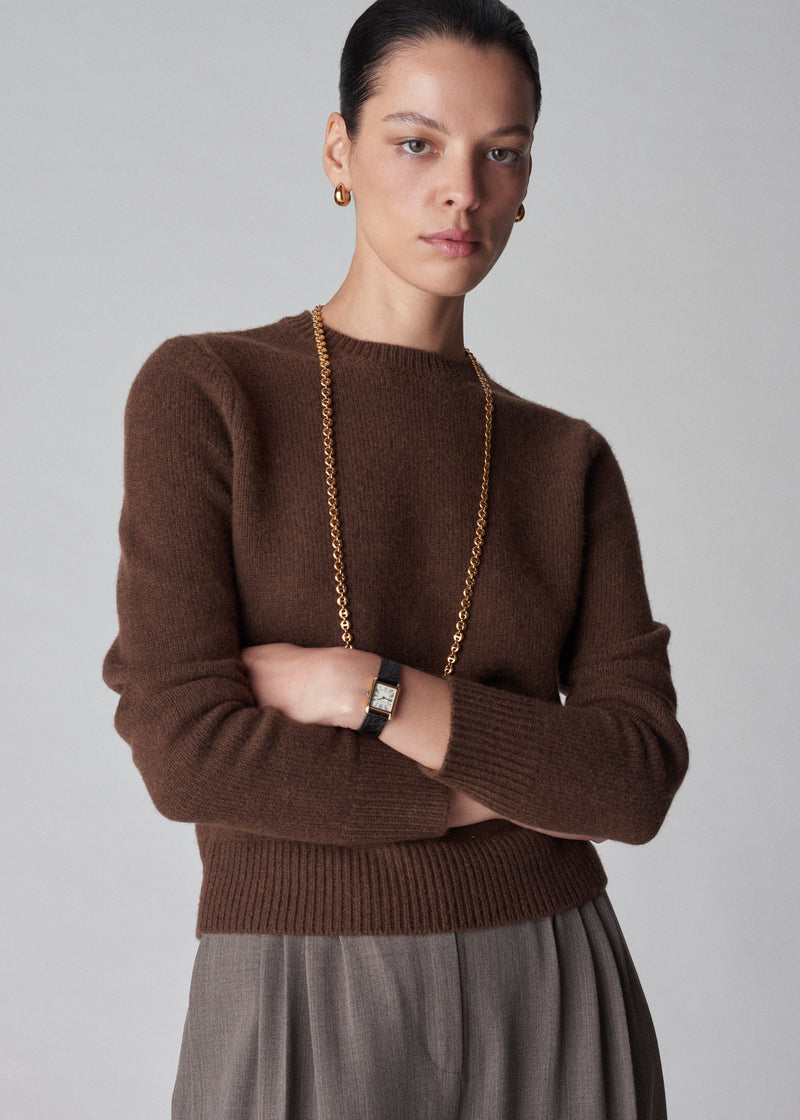 Long Sleeve Crew  in Cashmere - Brown - CO