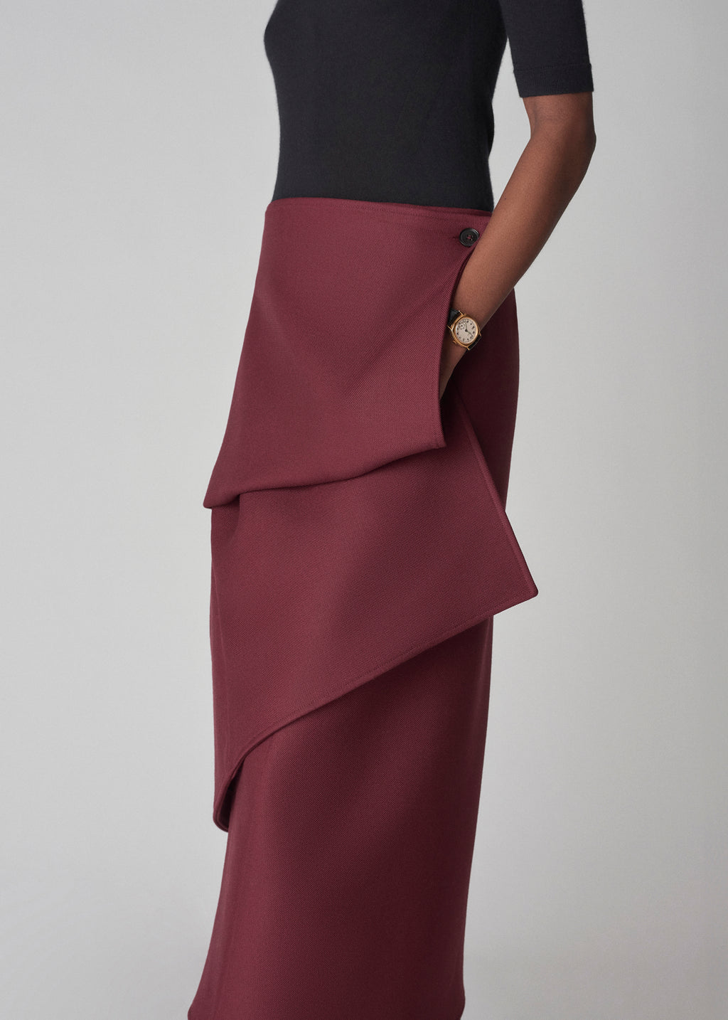 A-Line Skirt in Virgin Wool - Bordeaux - CO