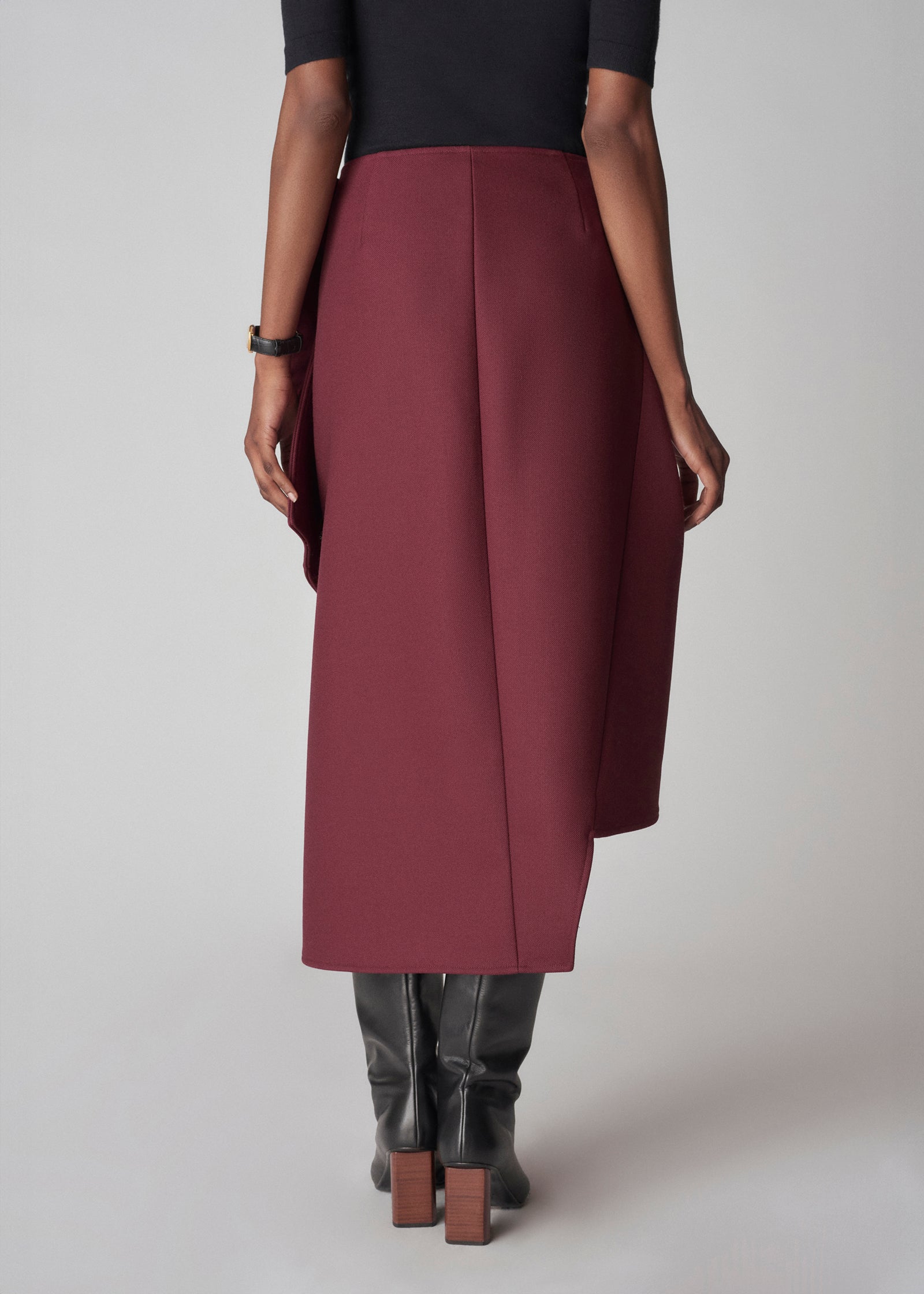 A-Line Skirt in Virgin Wool - Bordeaux