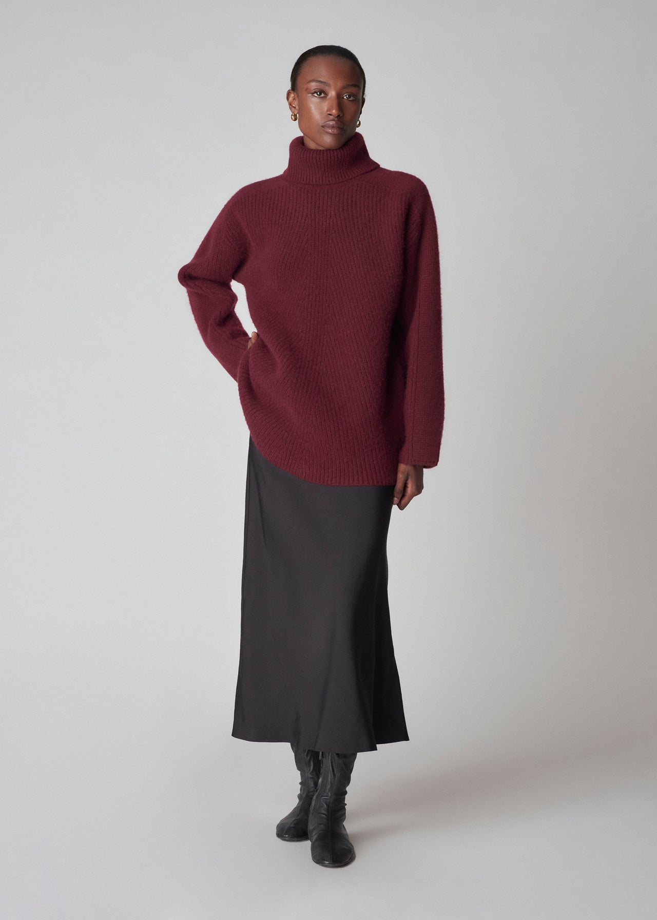 Turtleneck Sweater in Cashmere - Bordeaux