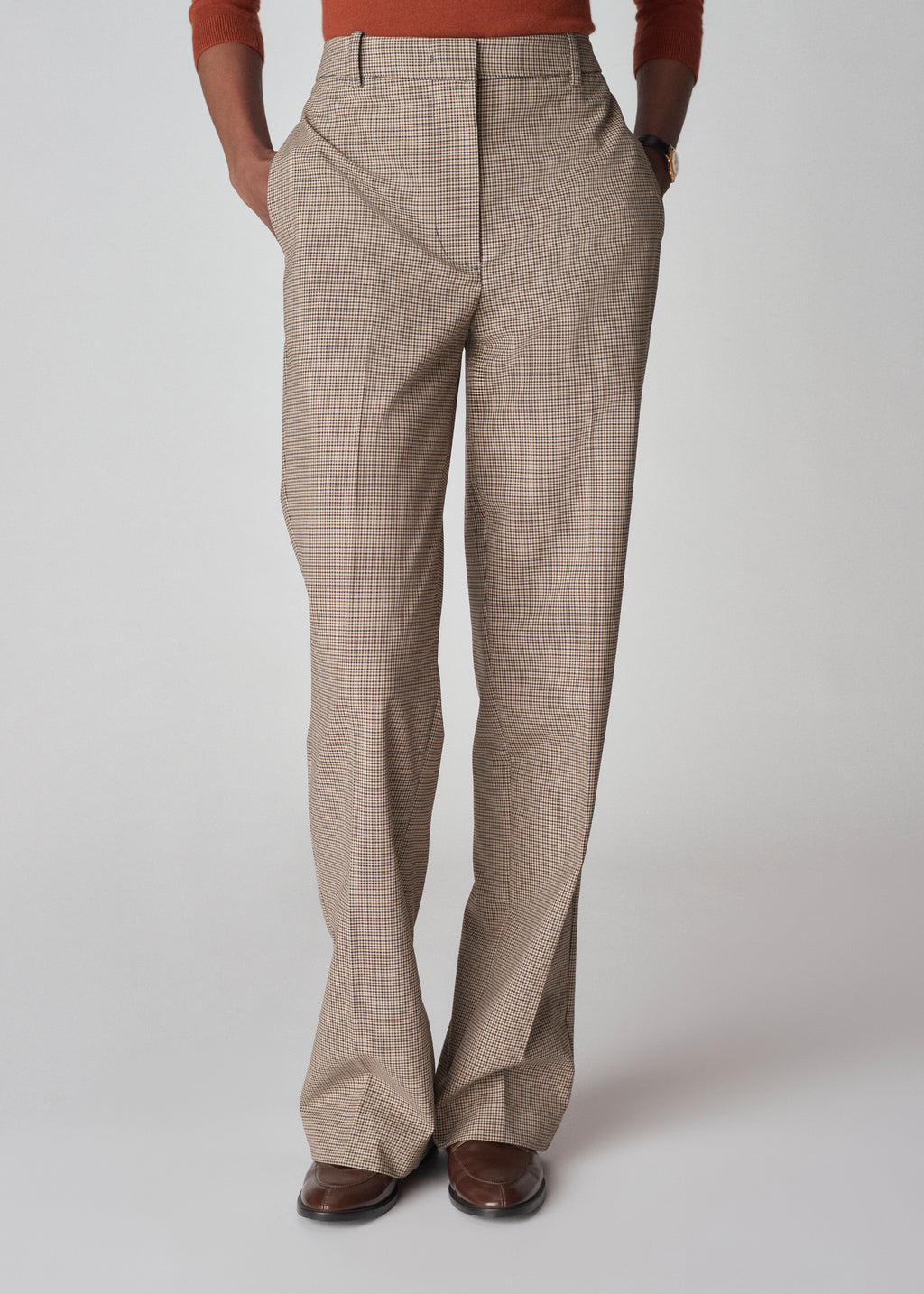 Straight Vented Pant in Check Suiting - Navy Multi - CO