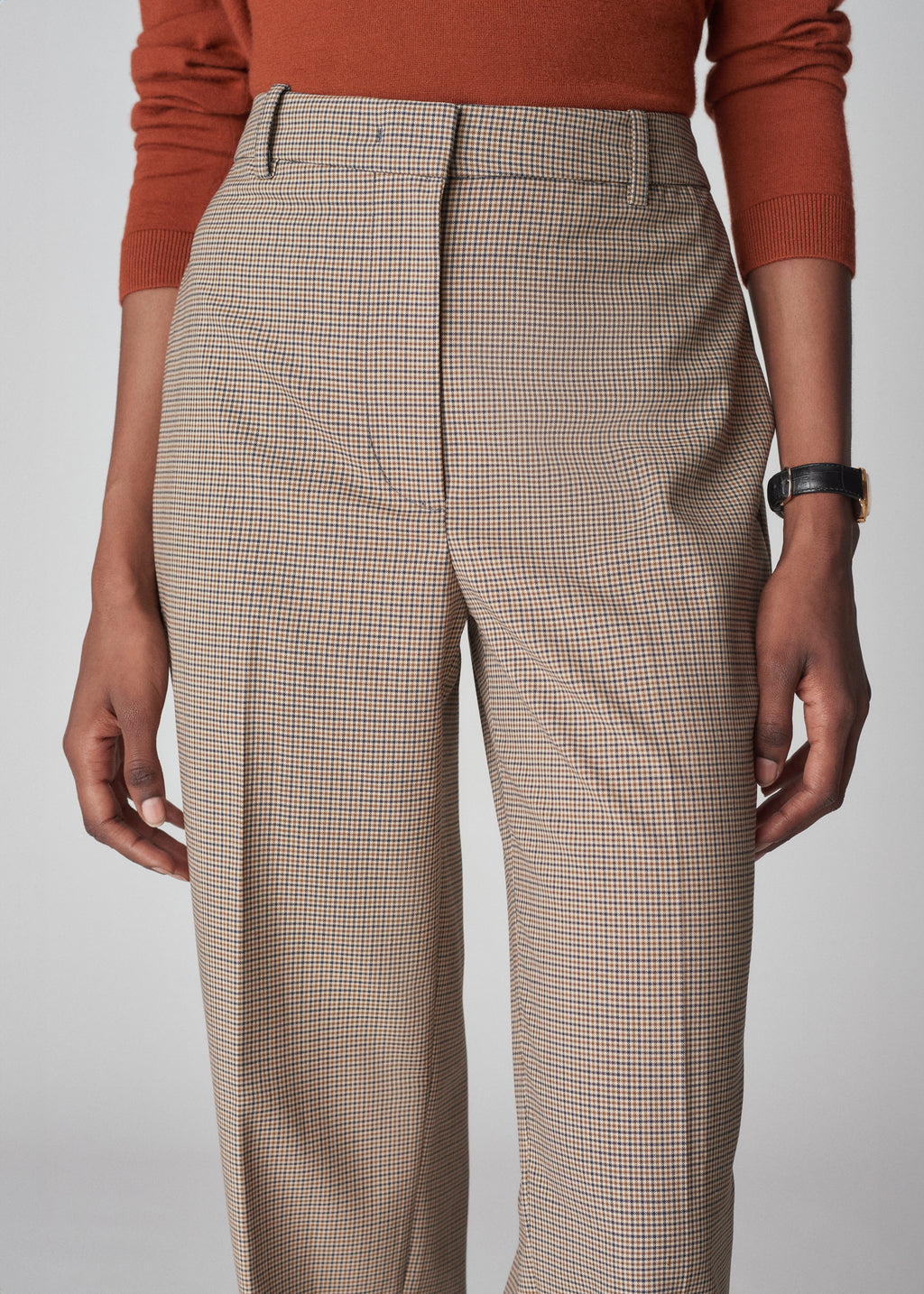 Straight Vented Pant in Check Suiting - Navy Multi - CO