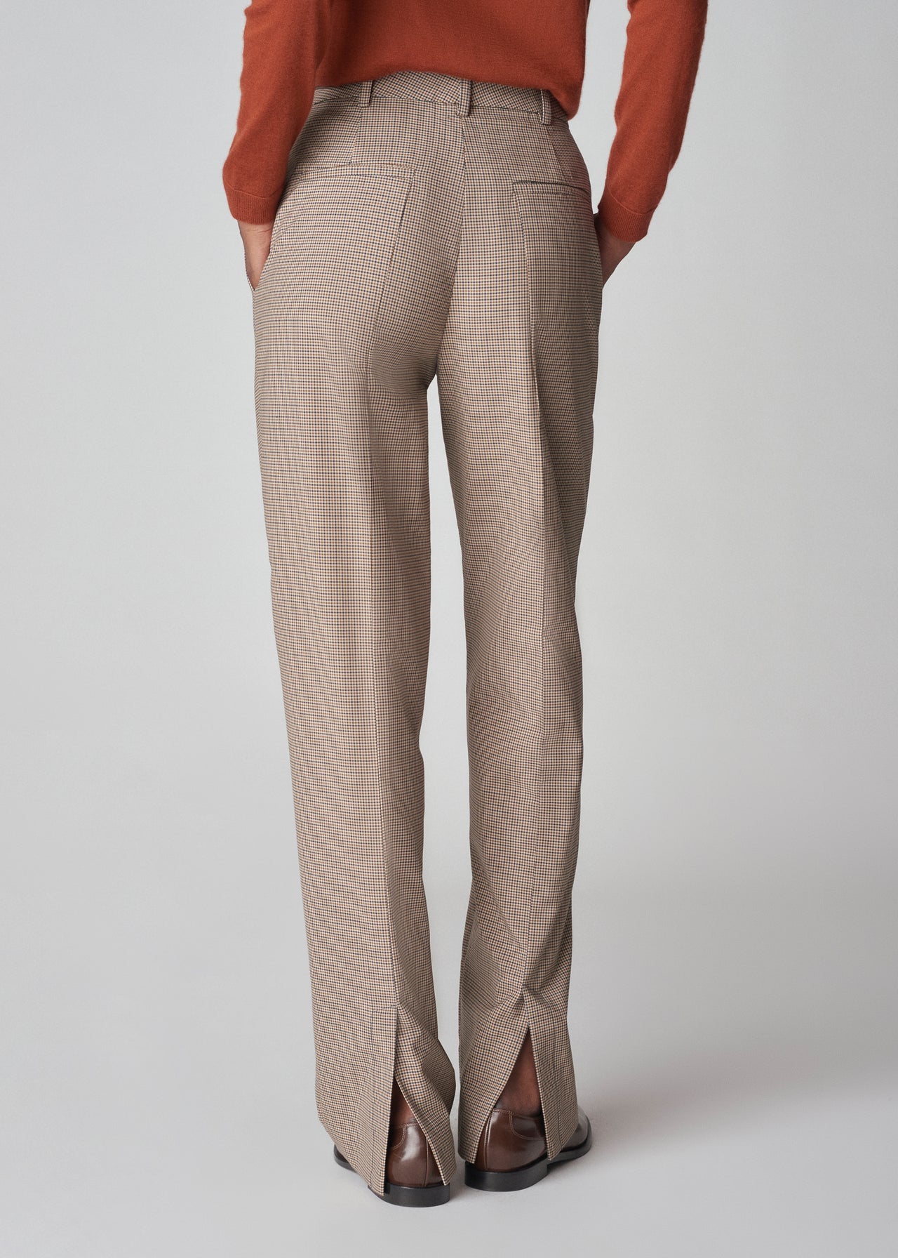 Straight Vented Pant in Check Suiting - Navy Multi