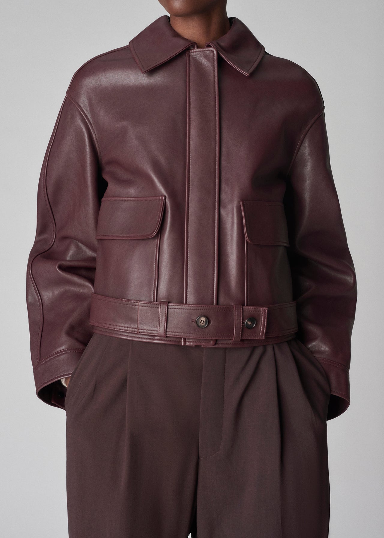 Bomber Jacket in Lambskin - Bordeaux