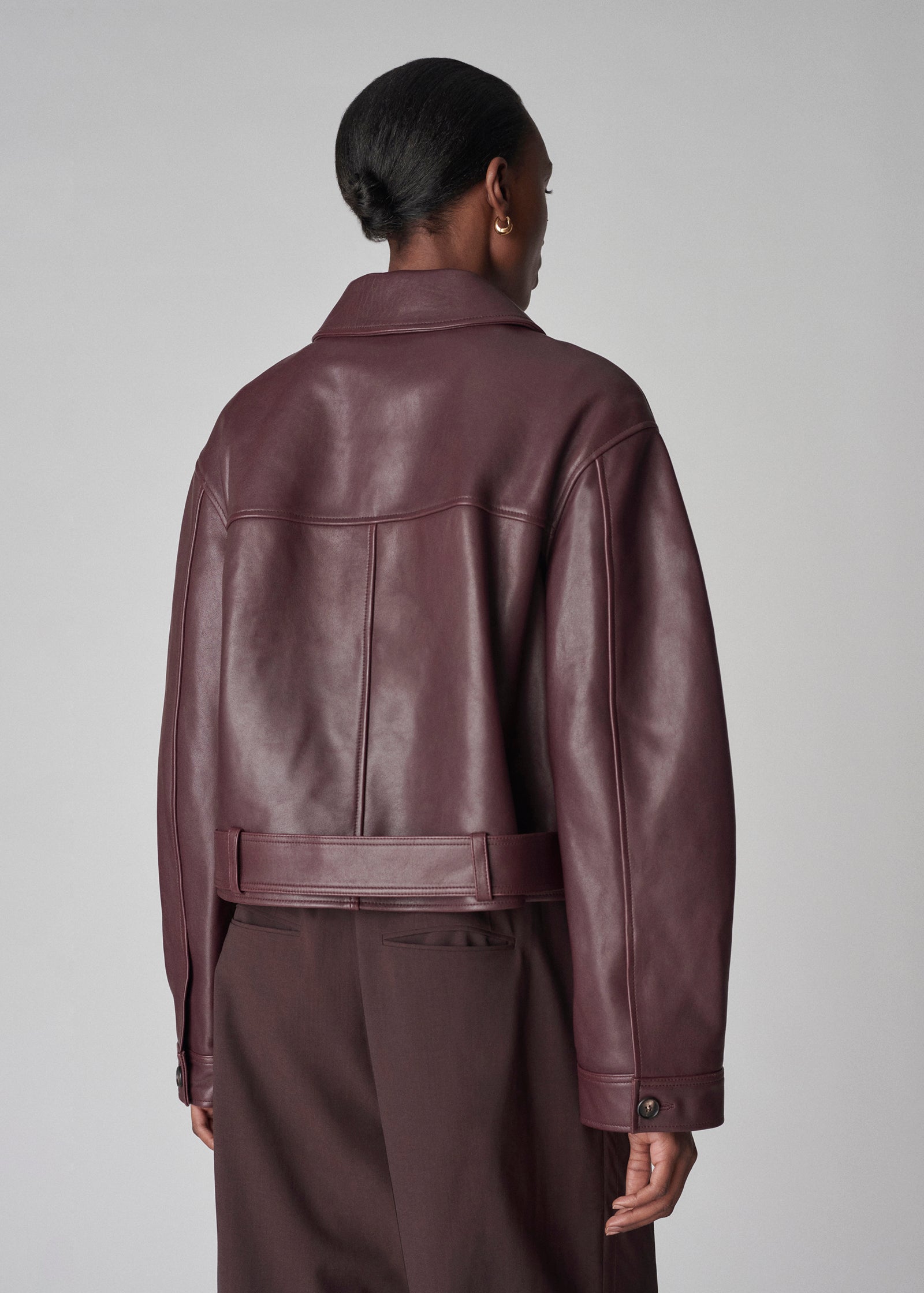 Bomber Jacket in Lambskin - Bordeaux